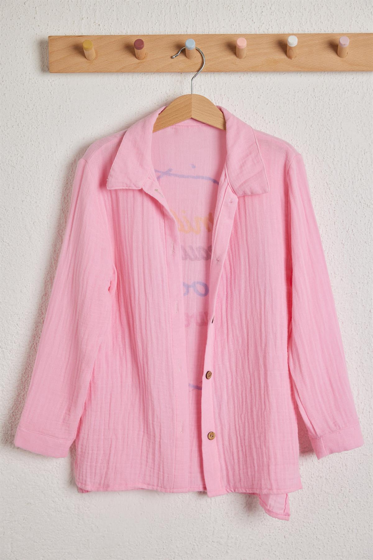 Smile Kids Linen Shirt Pink
