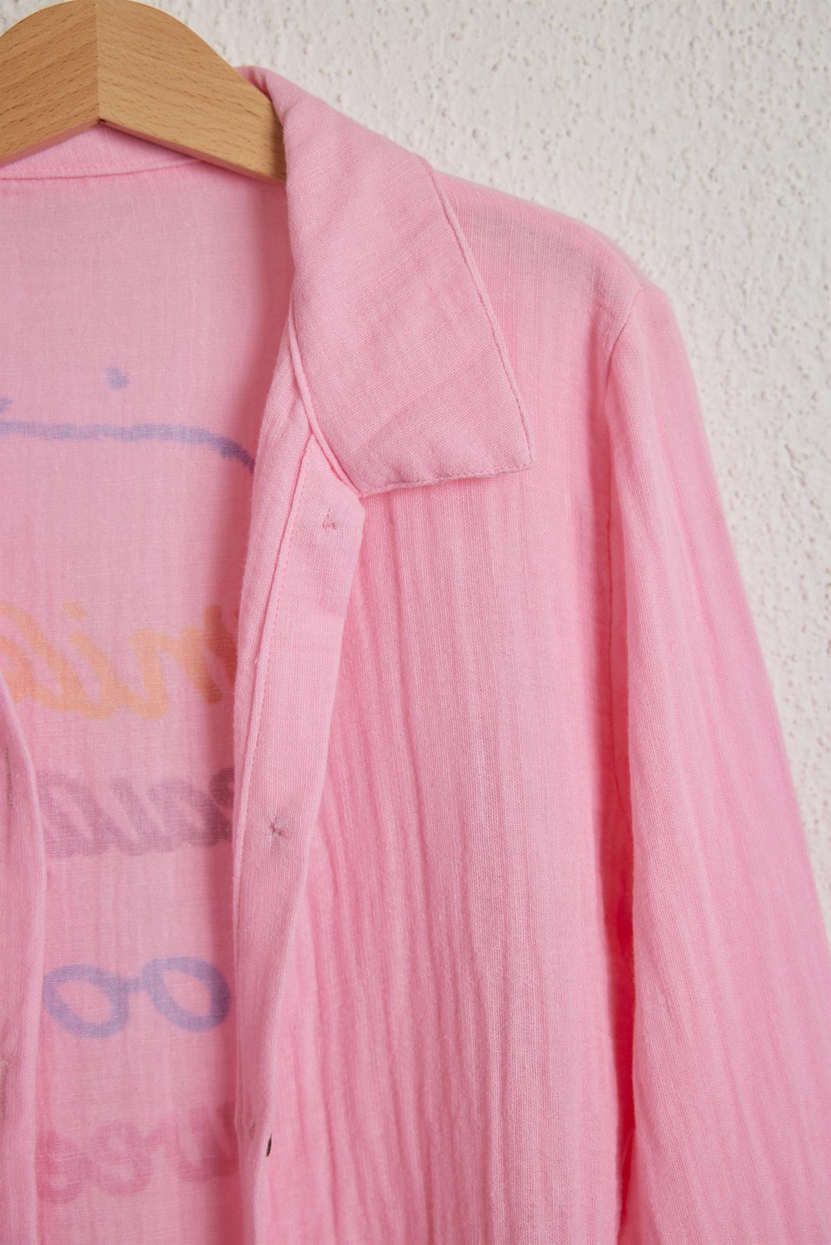 Smile Kids Linen Shirt Pink