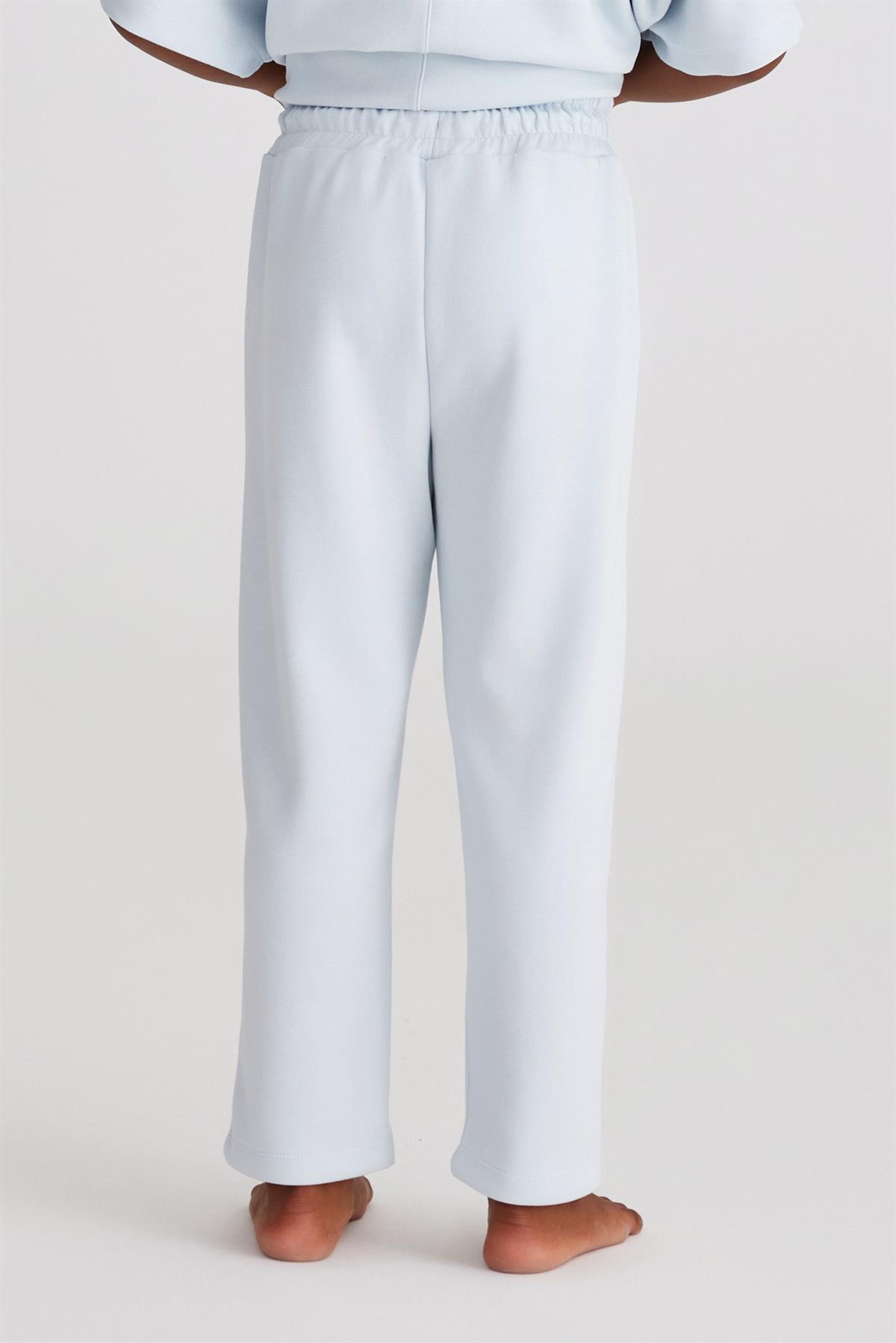 Fluffy Printed Girls Pants Blue