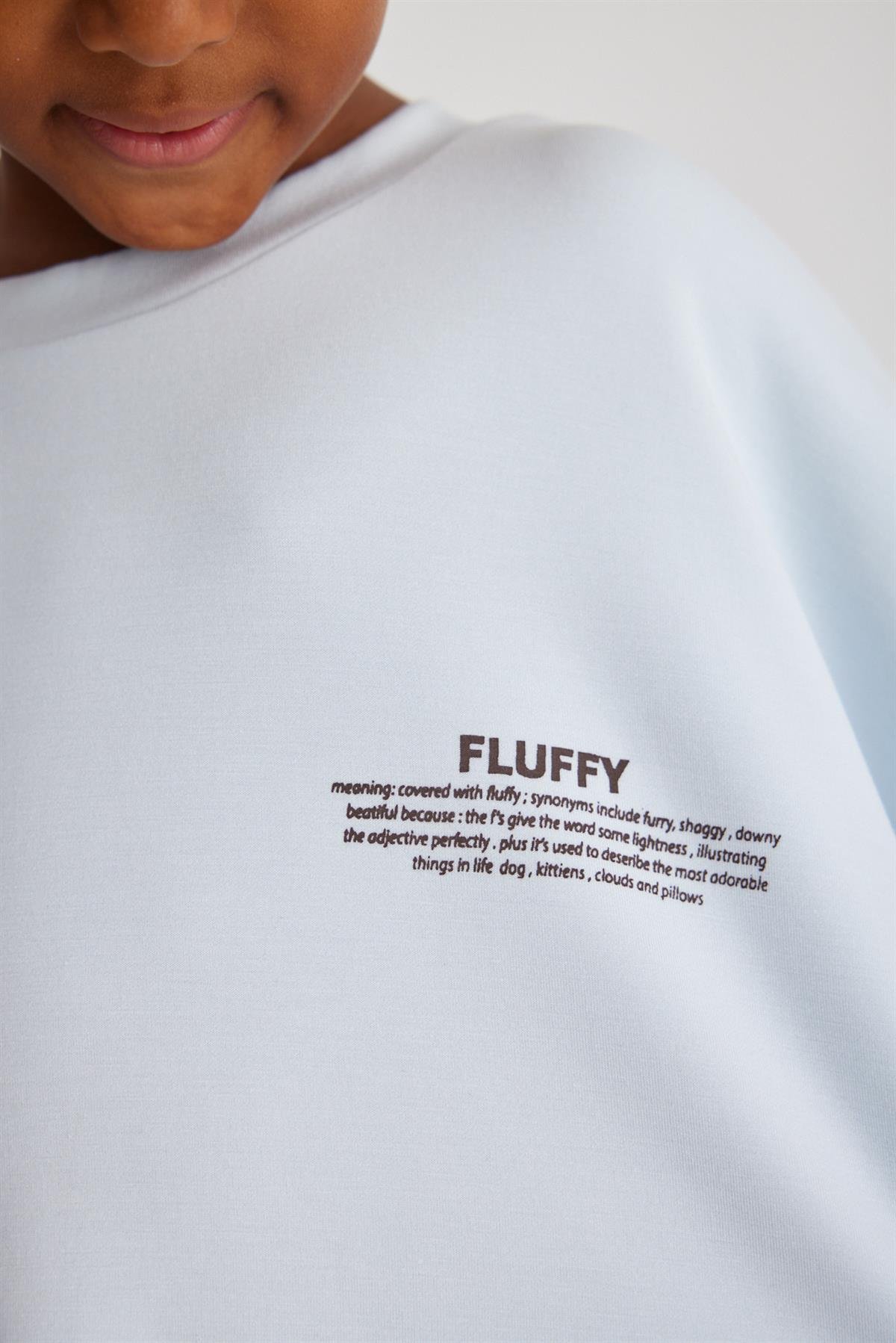 Fluffy Printed Girls T-shirt Blue