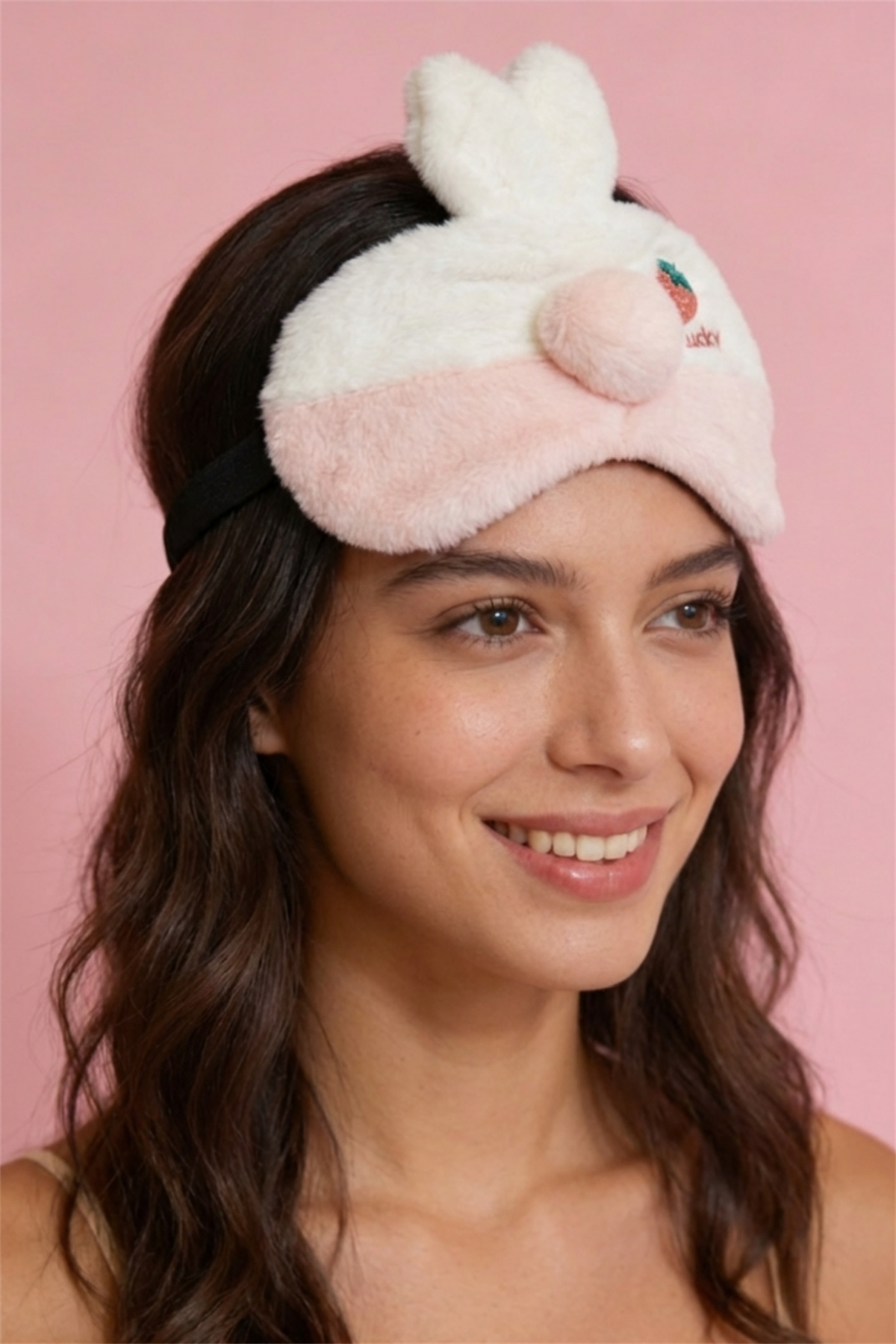 Pink Childrens Eye Patch With Rabbit Figure