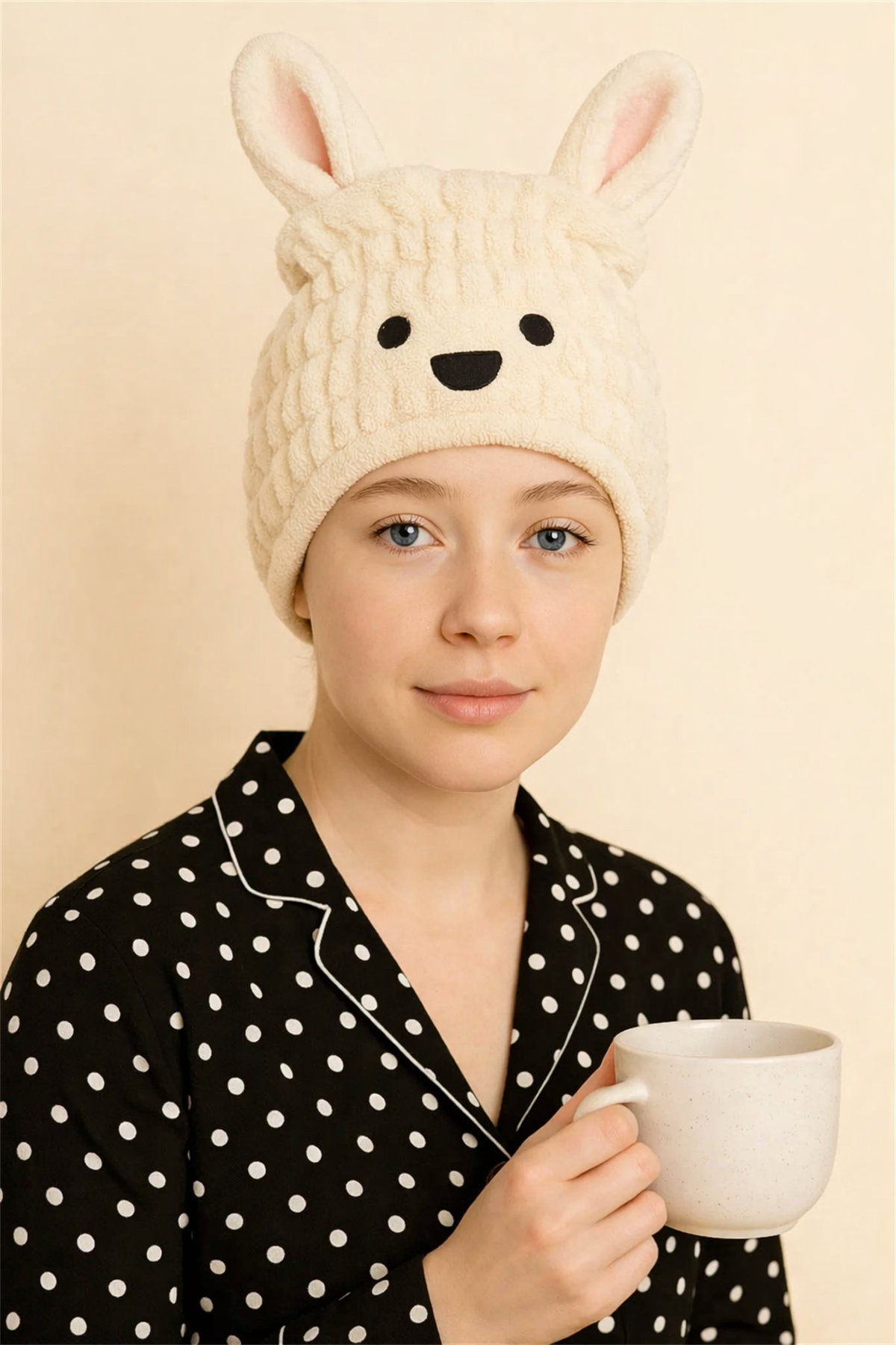 Rabbit Ear Towel Bonnet Cream