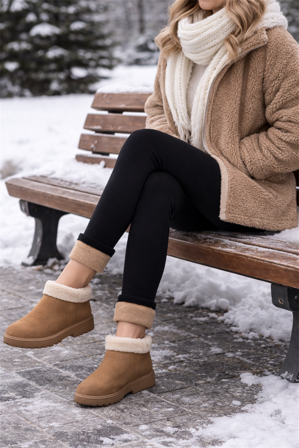 Termal İçi Ten Polar Şardonlu  Kadın Tayt Siyah