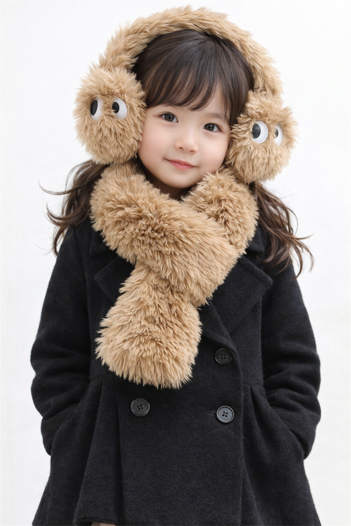 Feather Scarf Headphone Set Brown