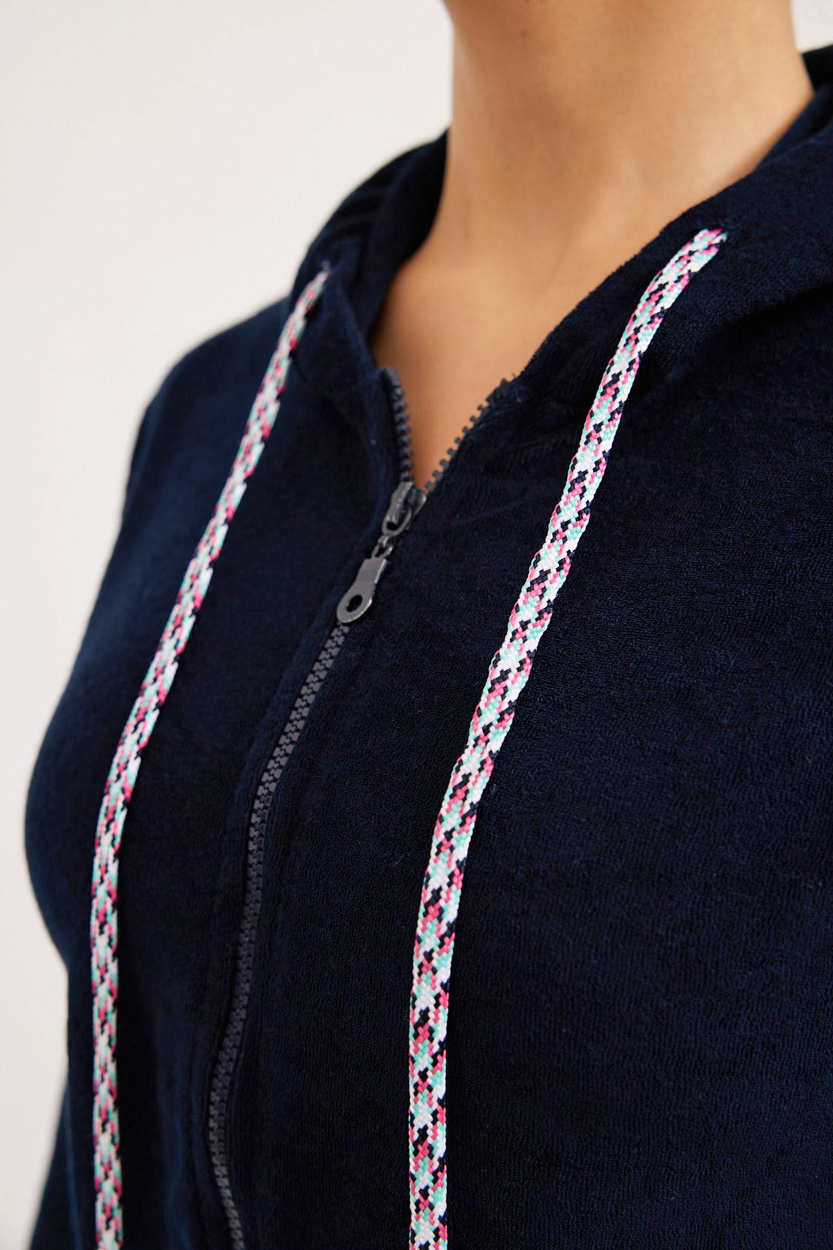 Kadın Unicorn Havlu Sweatshirt Lacivert