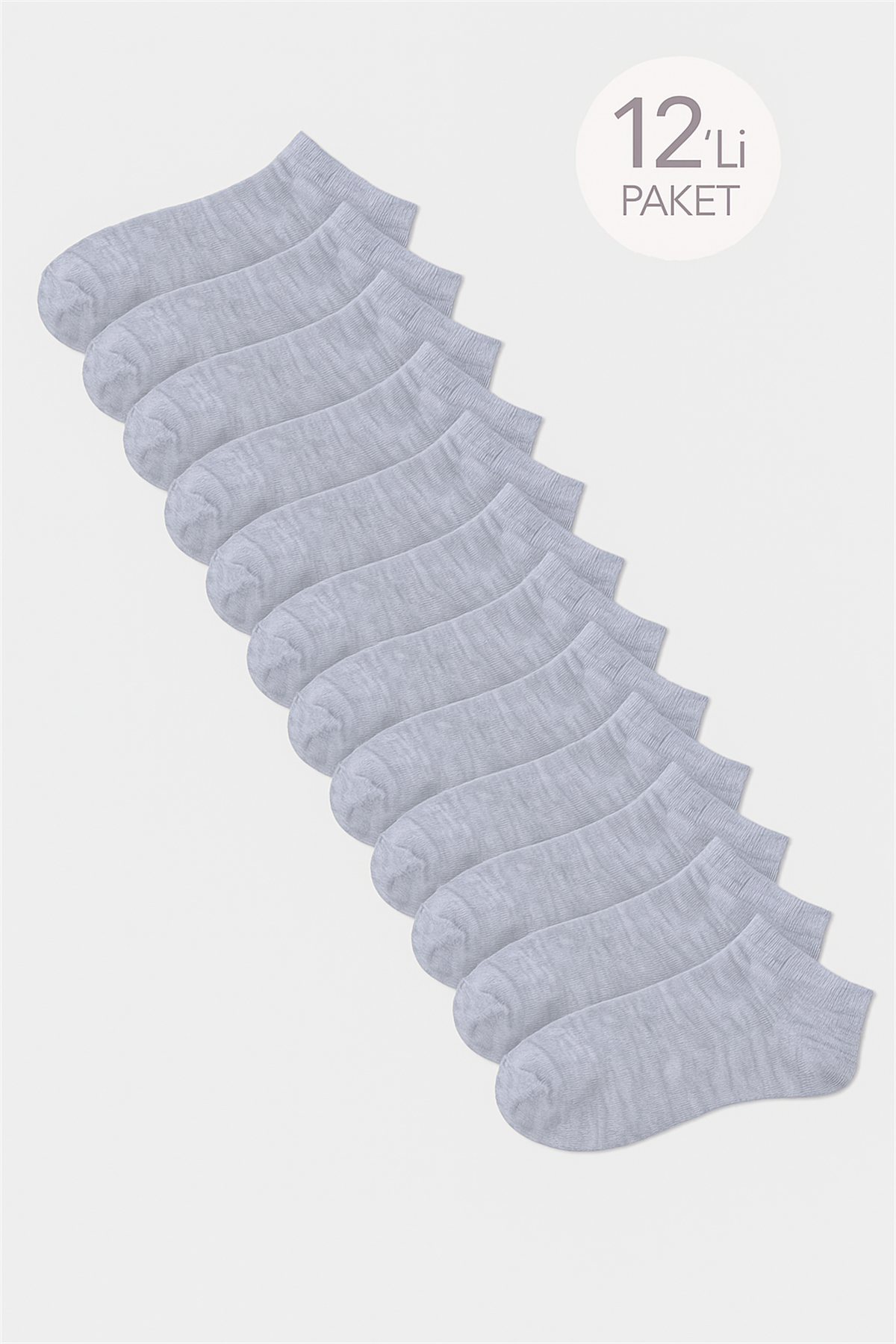 Unisex 12li Basic Step Çorap Gri