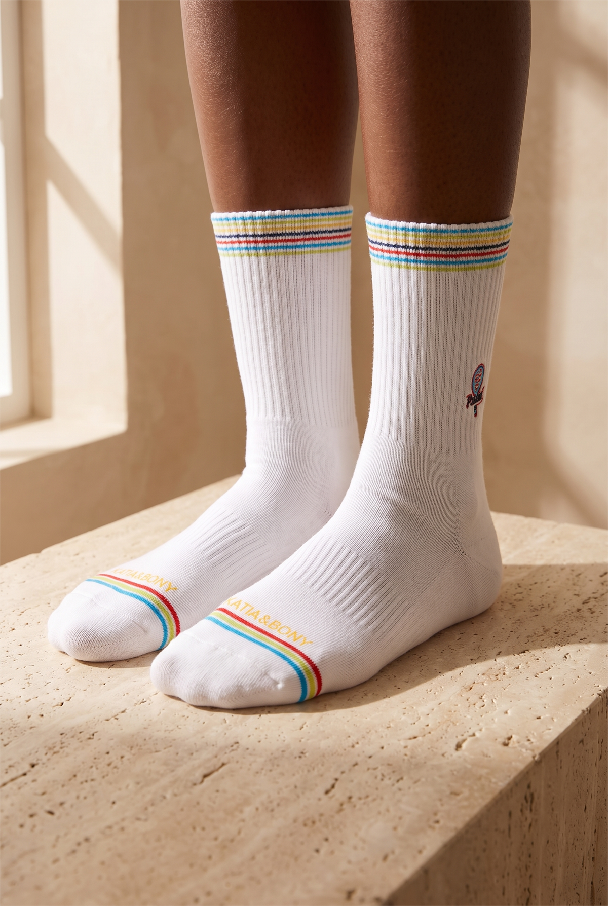 Unisex 2li Raket Nakışlı Padel Soket Çorap