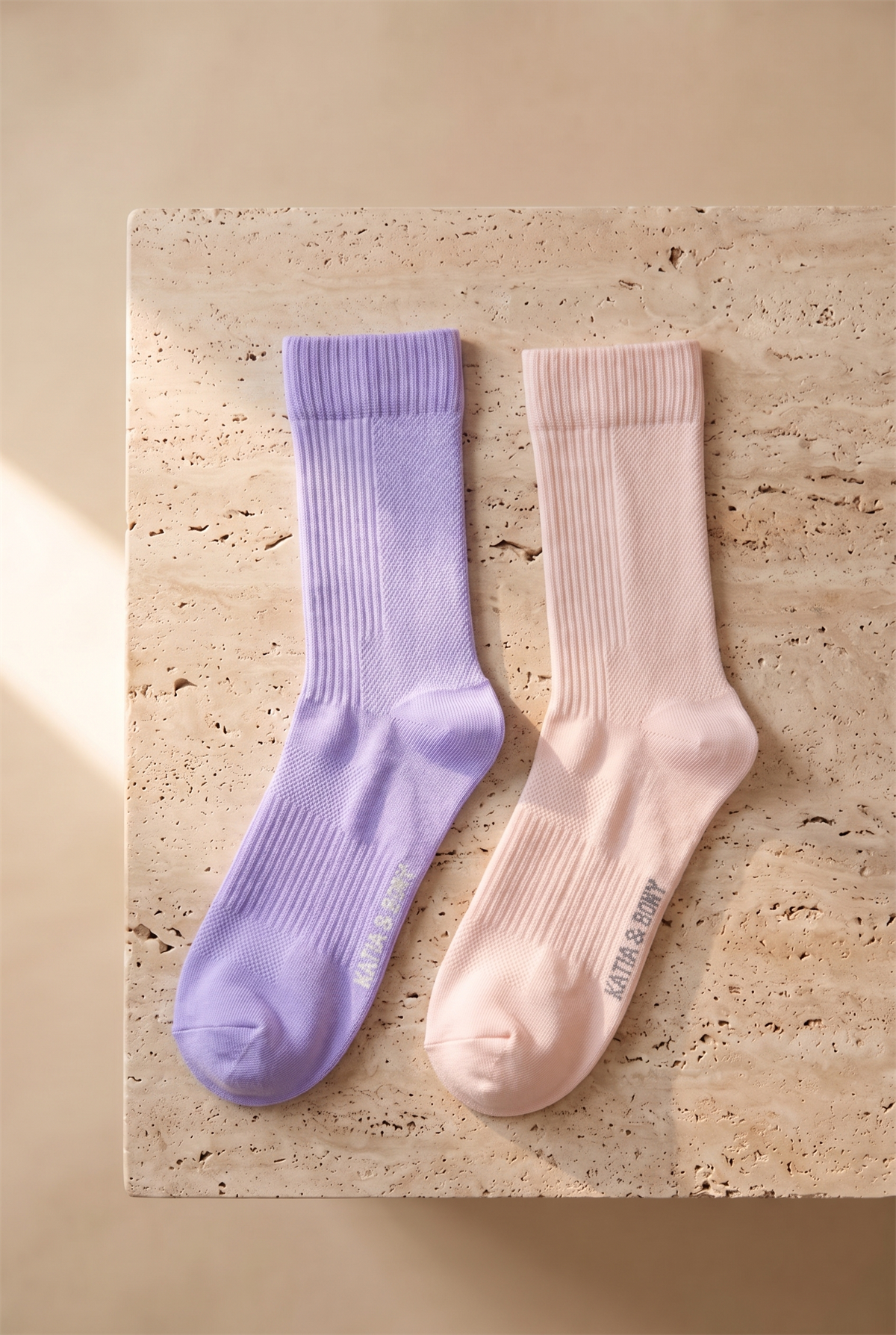 Unisex 2li Örgü File Soket Çorap Lila-Pembe