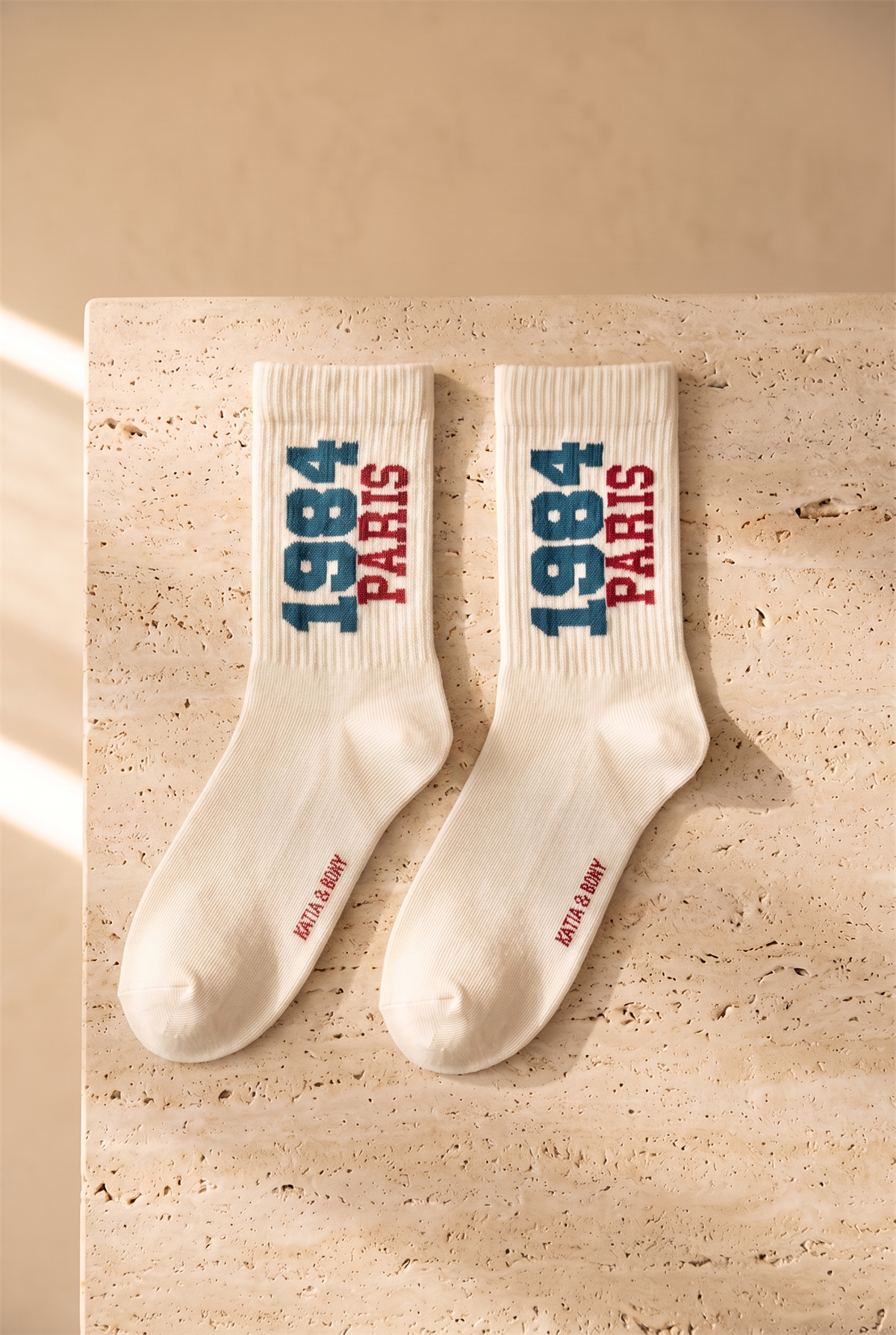 Unisex 2li Paris Soket Çorap Ekru/Yeşil