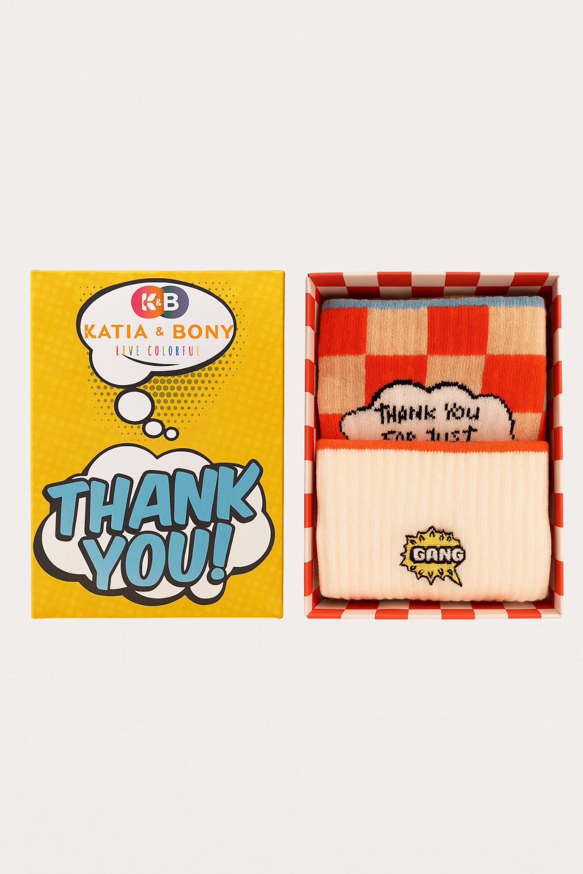 22501U4006 2PCK THANK YOU KUTULU UNISEX ÇORAP Desenli