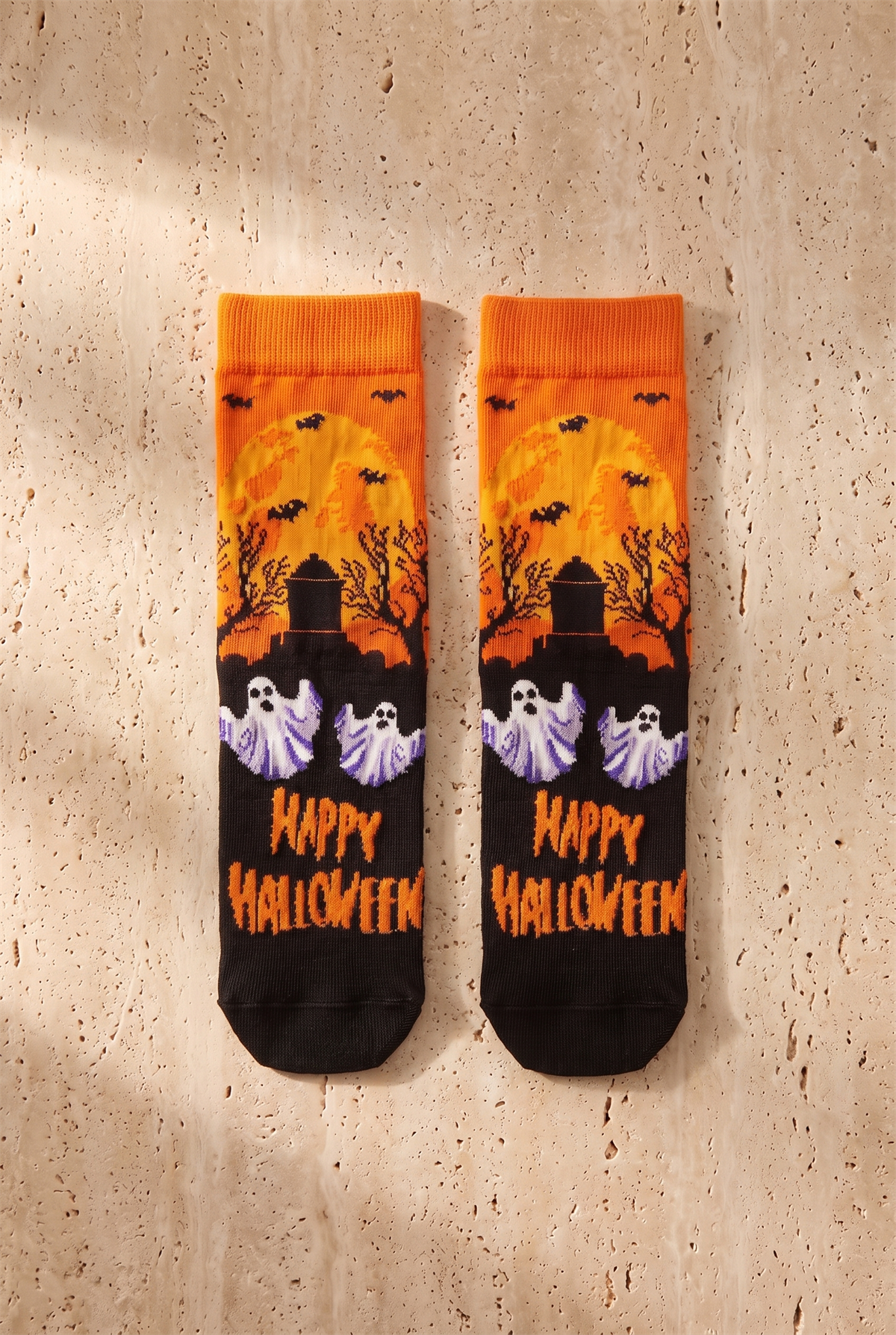 Unisex 3lü Halloween Kutulu Pamuklu Çok Renkli Soket Çorap