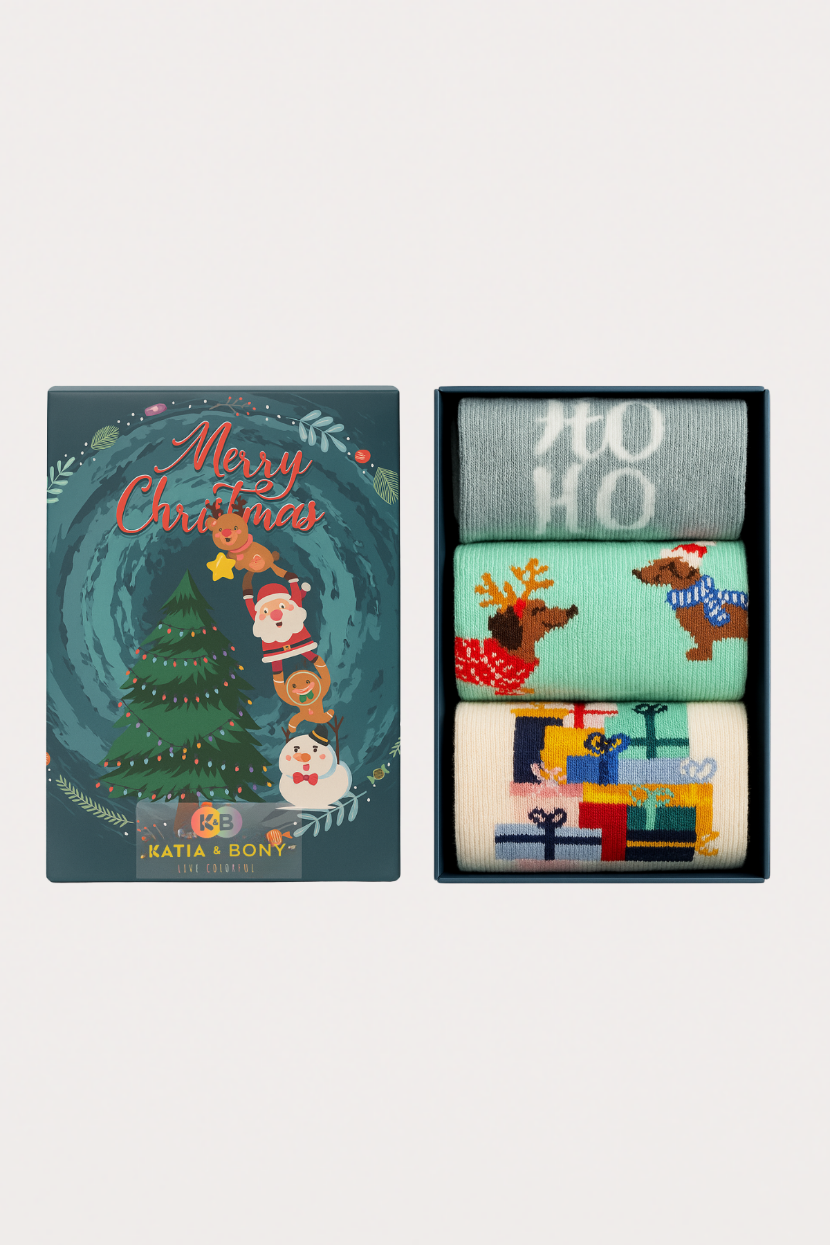 22501U4002 3PCK KUTULU YILBAŞI UNISEX SOKET ÇORAP Desenli