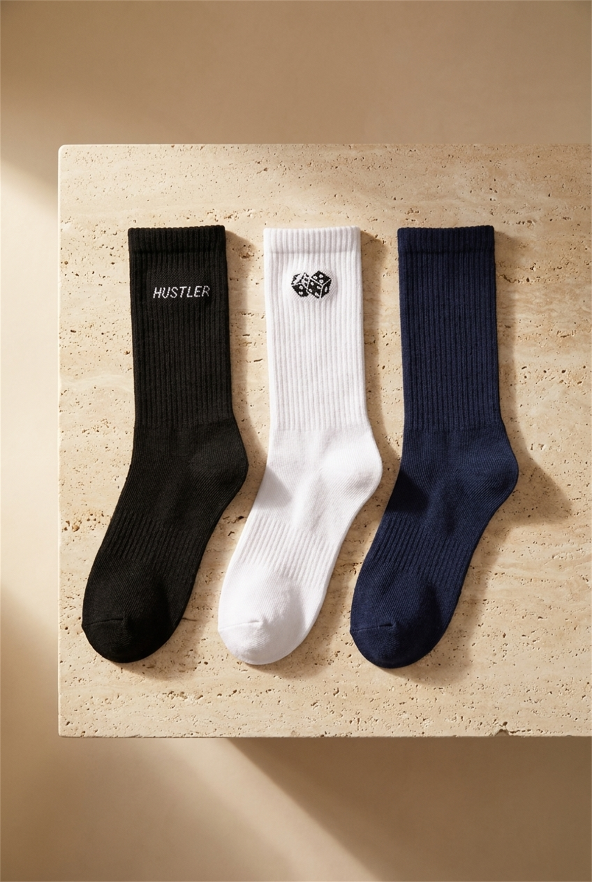 Unisex 3lü Zar Nakışlı Soket Çorap