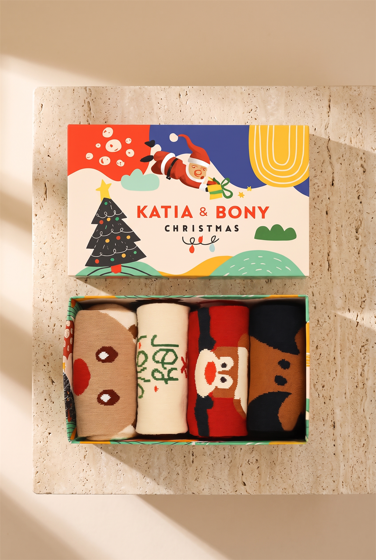 Unisex 4lü Paket Yılbaşı Kutulu Soket Çorap