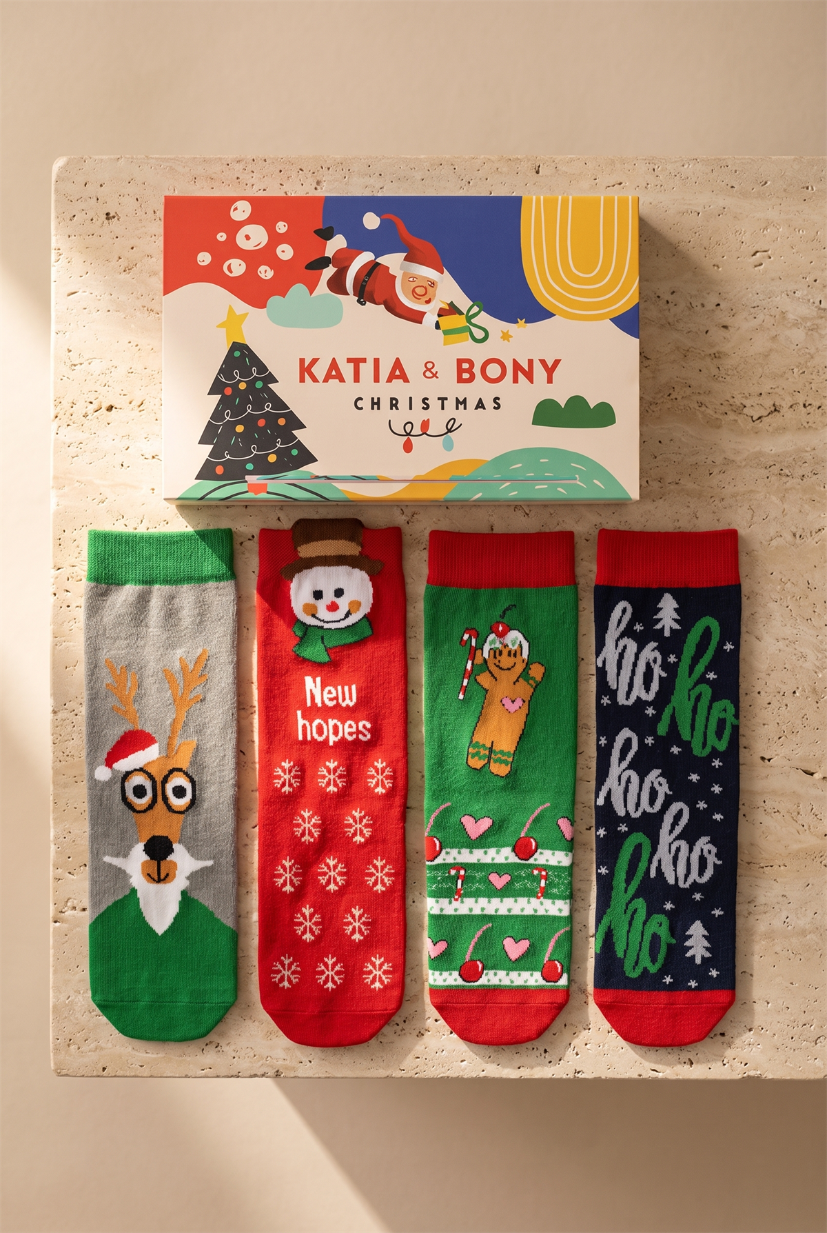 Unisex 4lü Paket Yılbaşı Kutulu Soket Çorap
