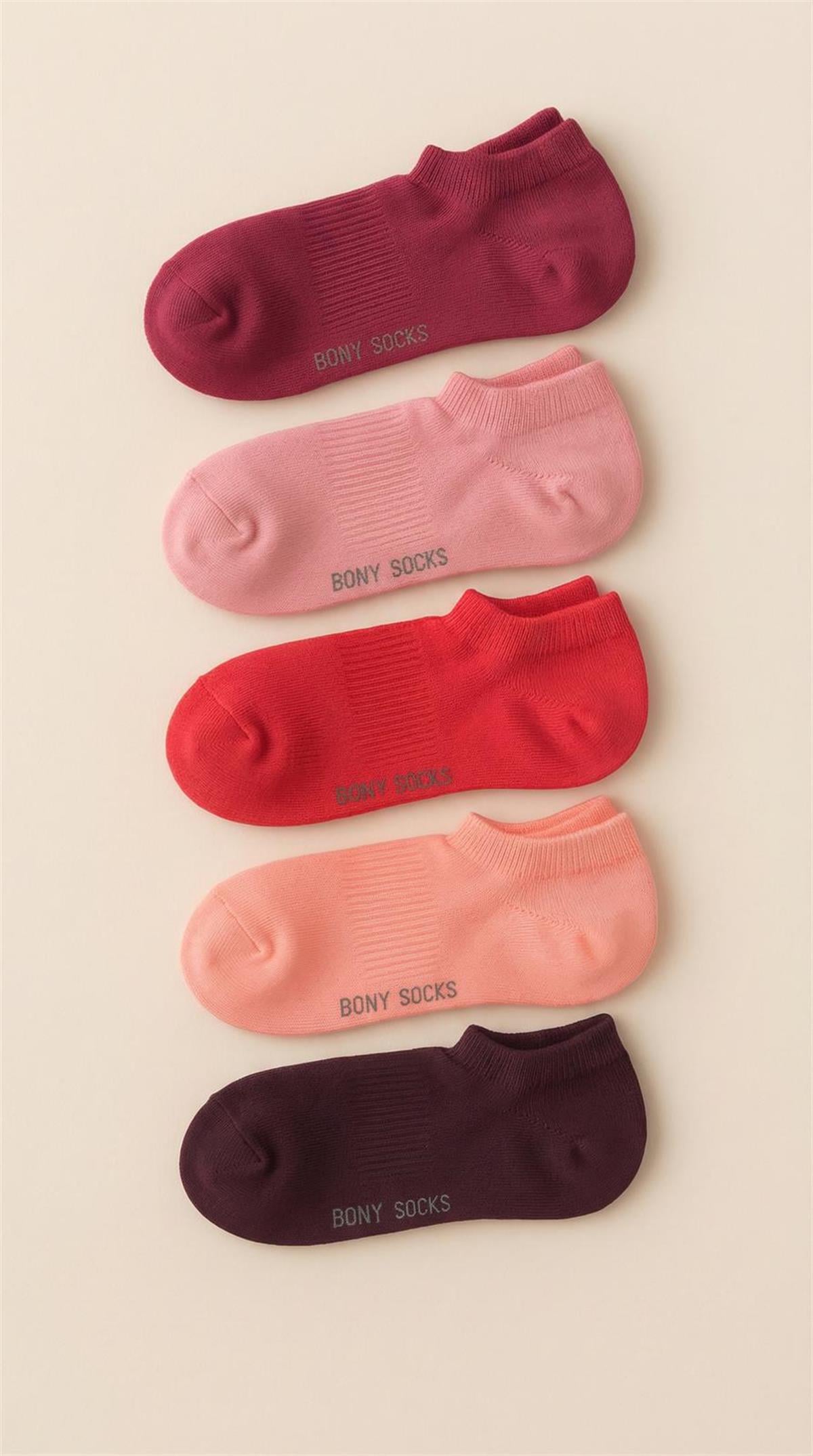 Unisex 5li Basic Step Çorap Pembe Mix