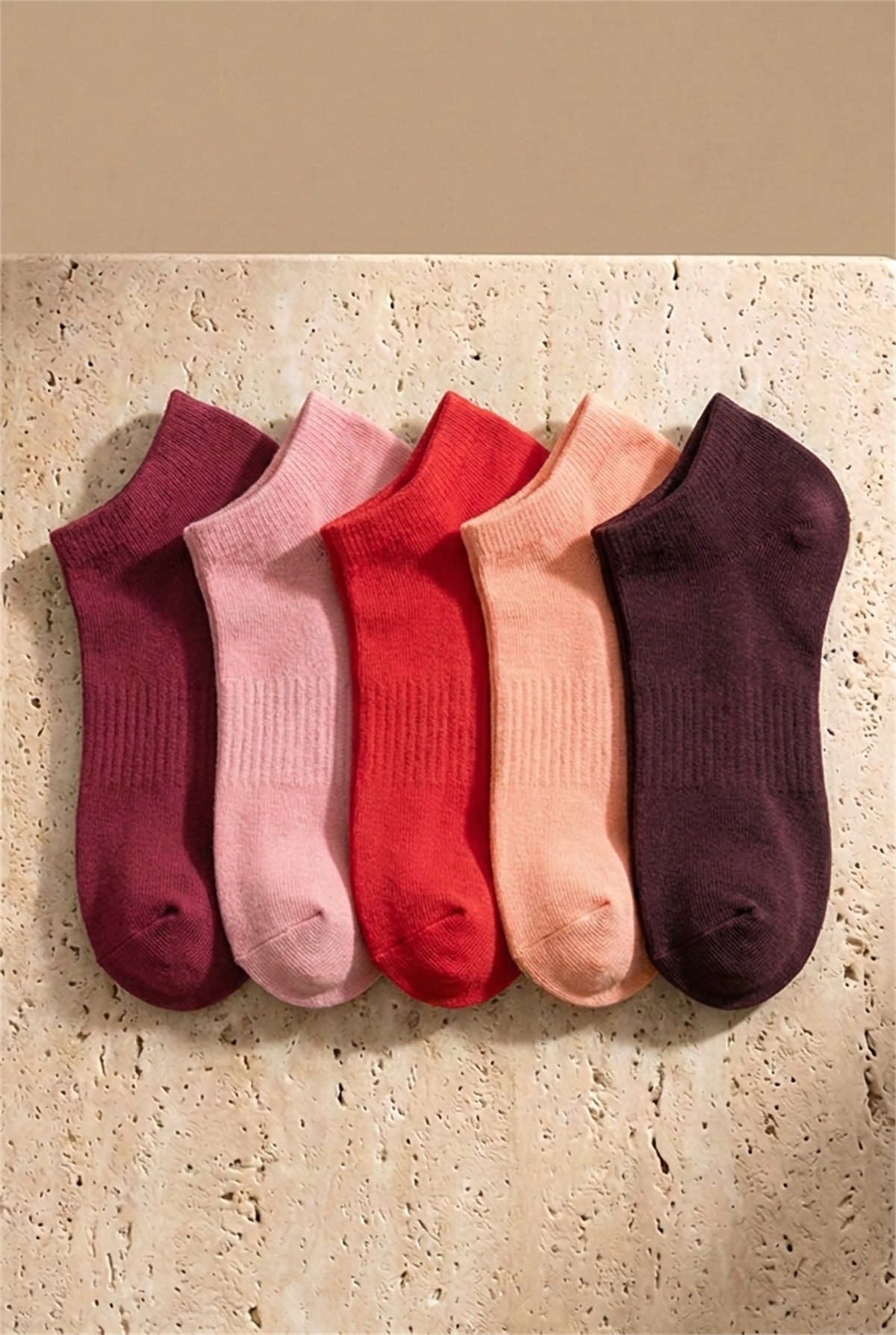 Unisex 5li Basic Step Çorap Pembe Mix
