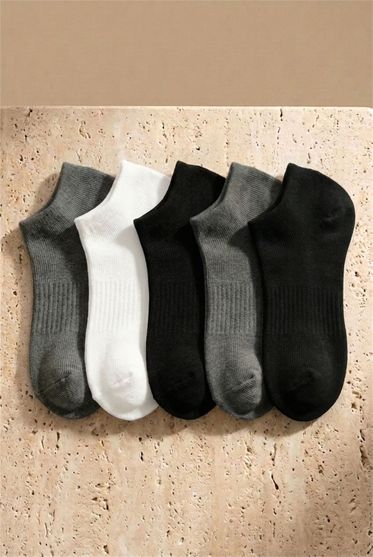 Unisex 5li Basic Step Çorap Siyah Mix