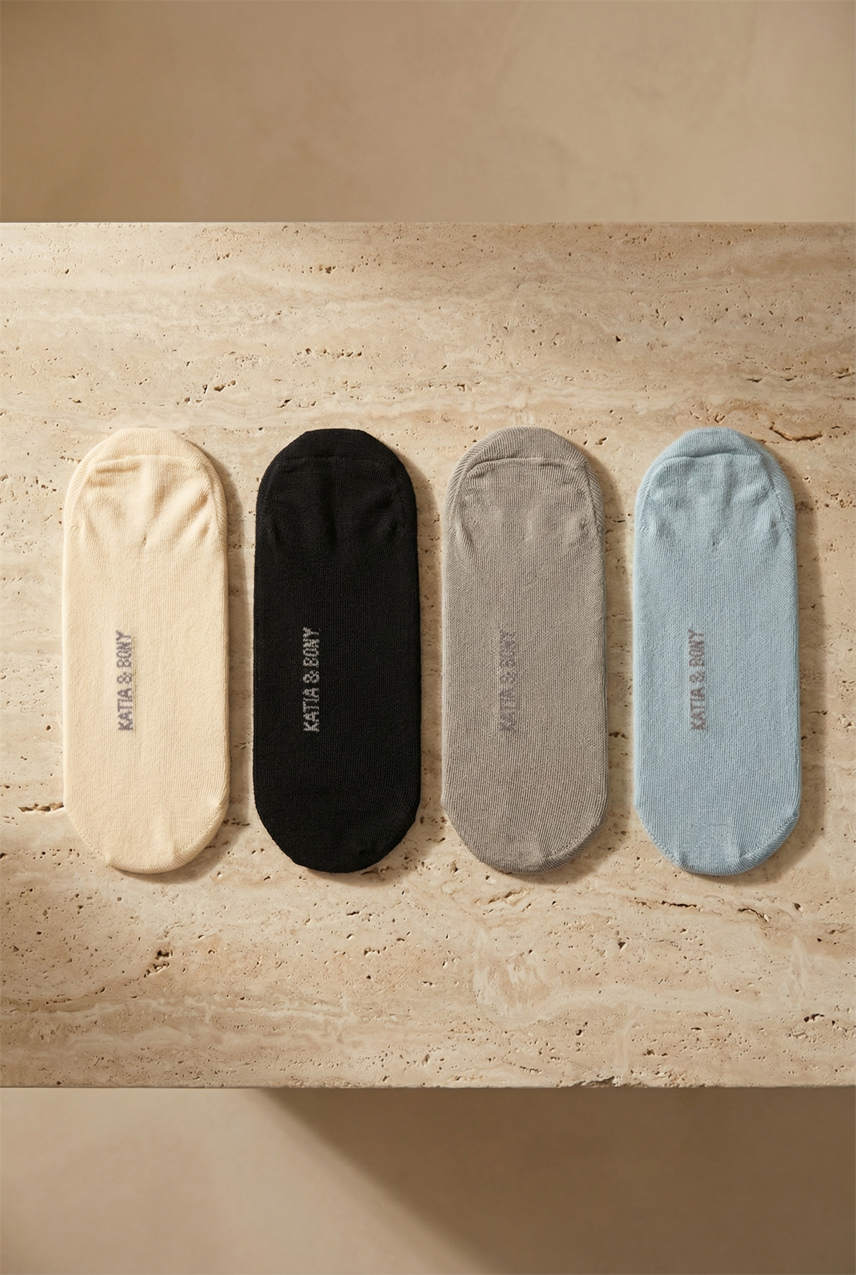 Unisex Bear Patterned 4-Pack Invisible Ballerina Socks