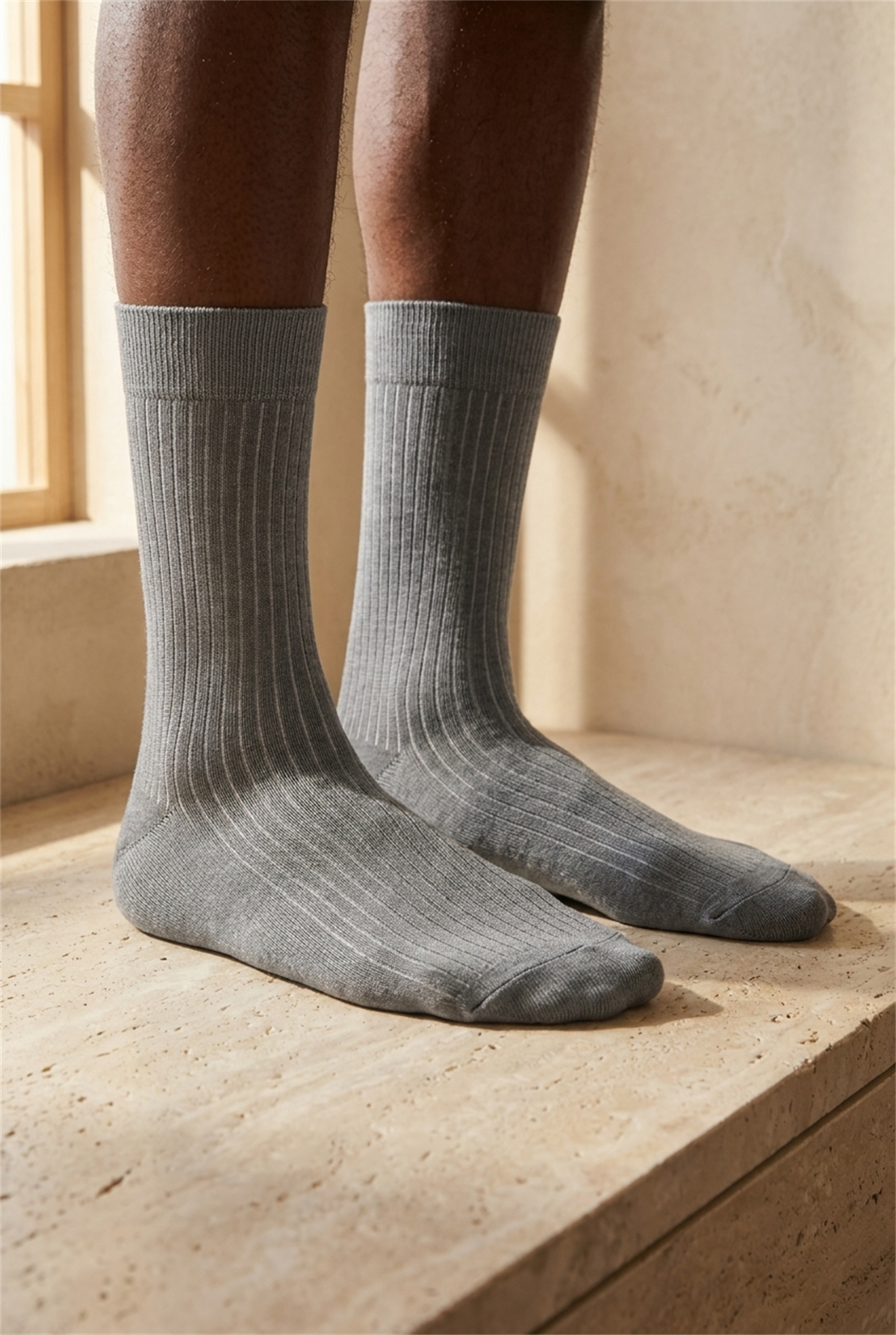 Unisex Basic Gri Soket Çorap