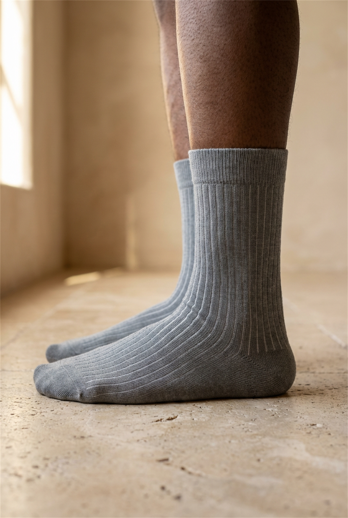 Unisex Basic Gri Soket Çorap