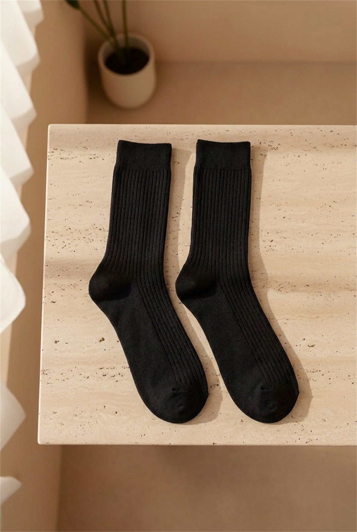 Unisex Basic Siyah Soket Çorap