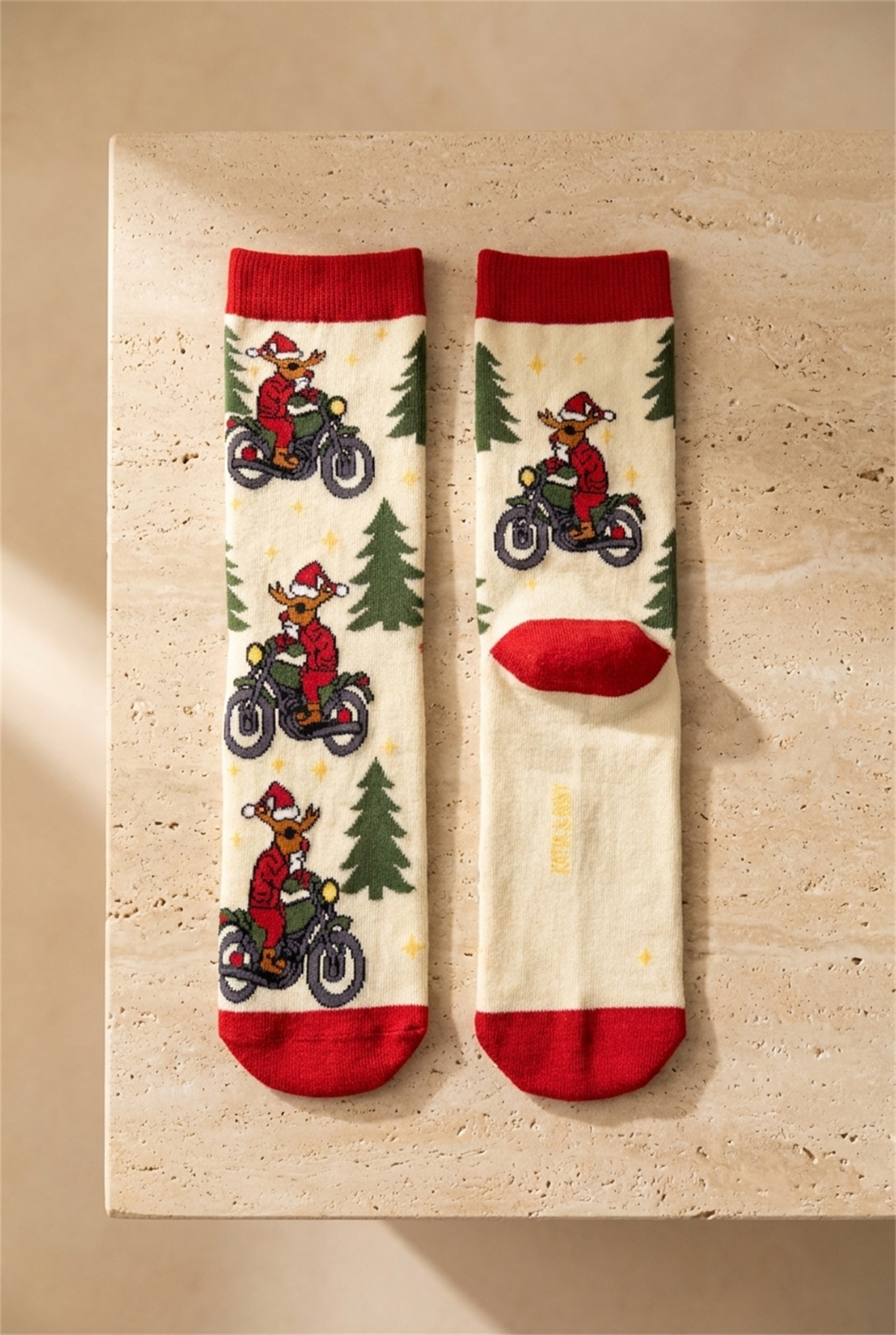Unisex Biker Deer Yılbaşı Havlu Soket Çorap