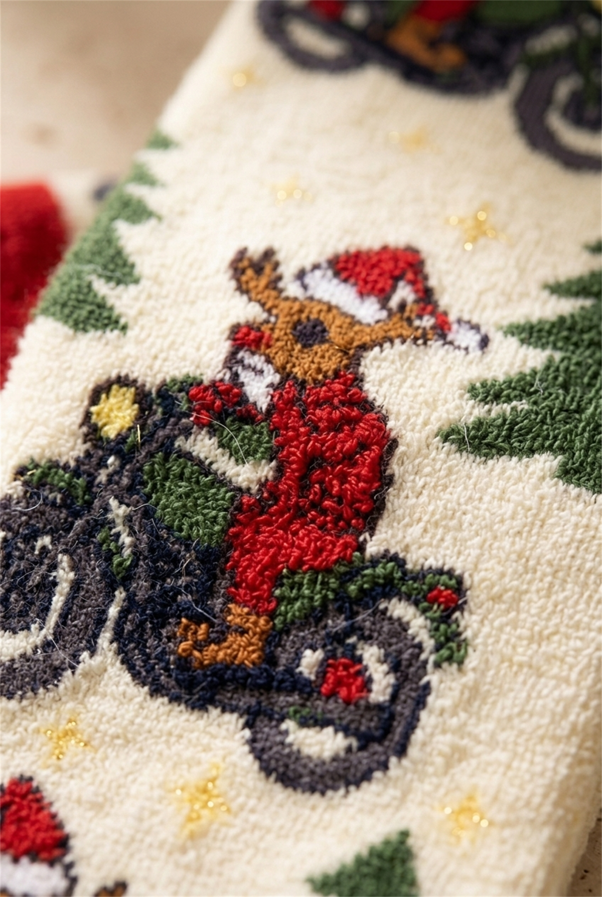 Unisex Biker Deer Yılbaşı Havlu Soket Çorap