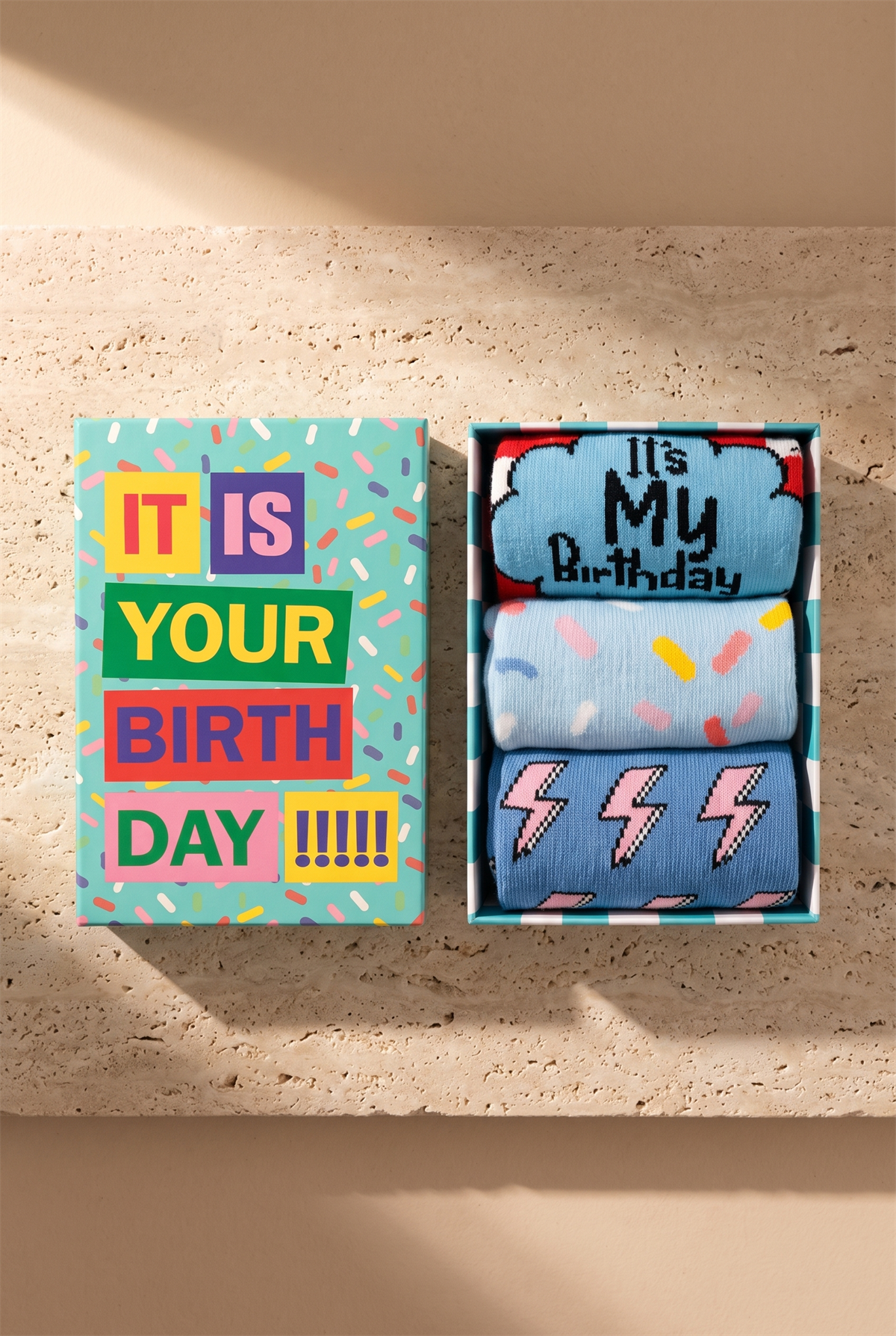 Unisex Birthday Kutulu 3lü Soket Çorap