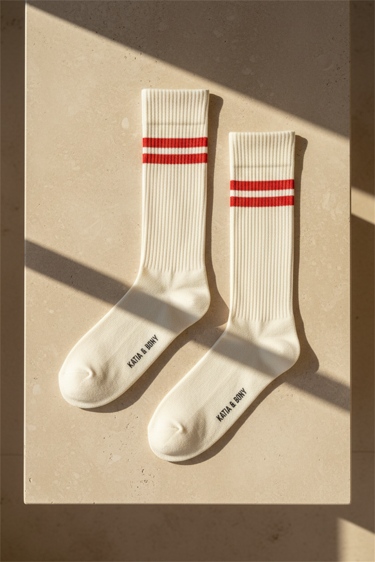 Unisex Çizgi Desenli Ribanalı Soket Çorap