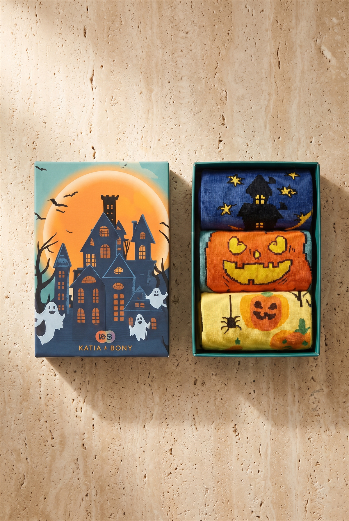 Unisex Halloween Desenli 3lü Kutulu Soket Çorap 