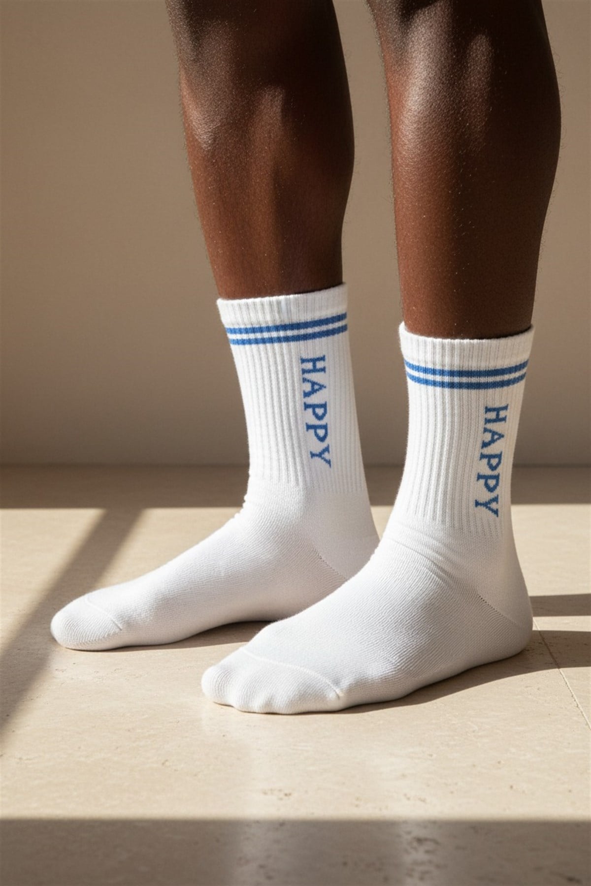 Unisex Happy Yazılı Soket Çorap