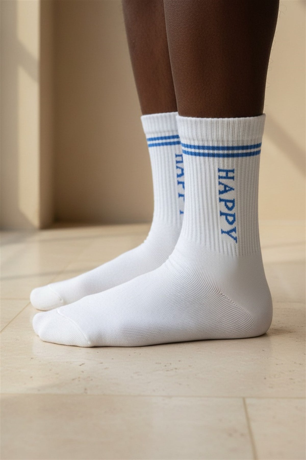 Unisex Happy Yazılı Soket Çorap