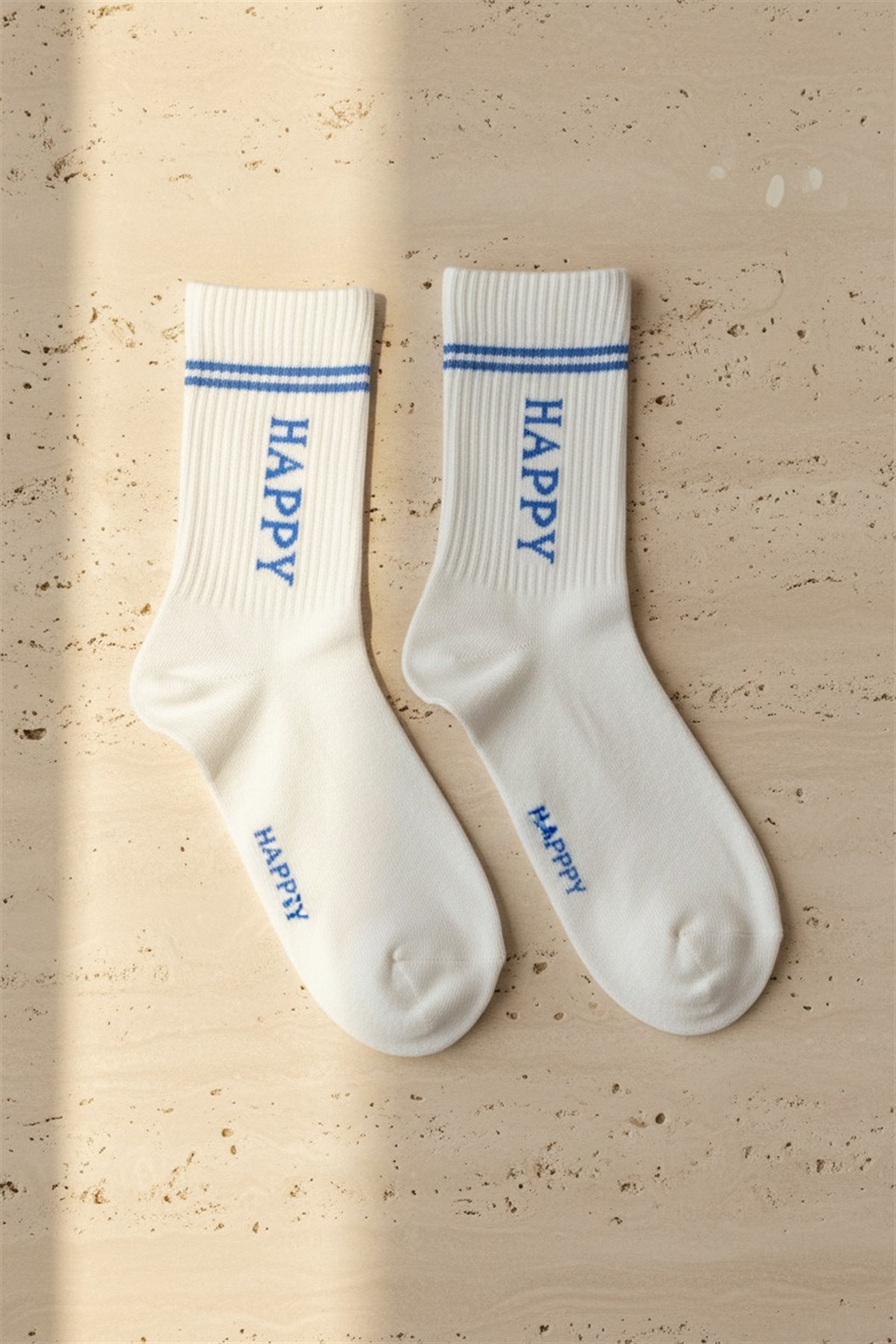 Unisex Happy Yazılı Soket Çorap