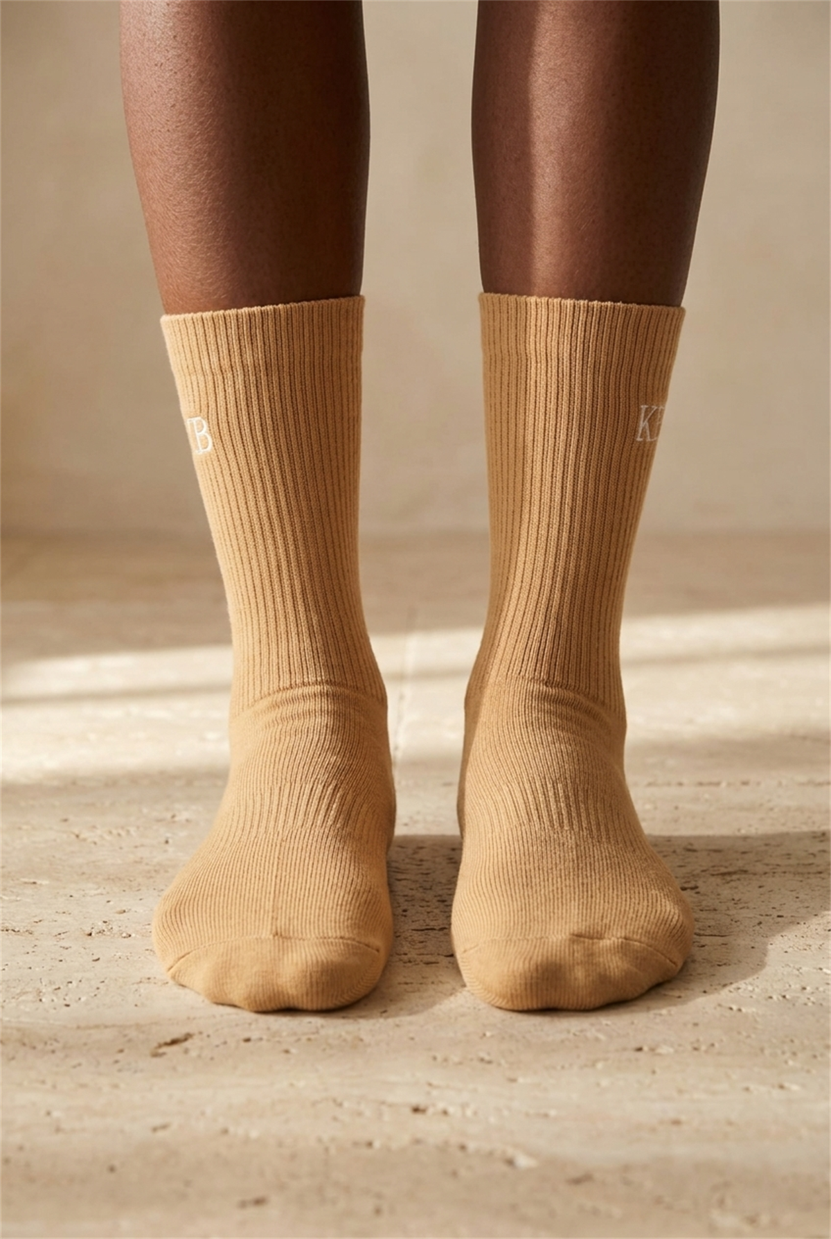 K\U0026B Embroıdered Unısex Socks Socks Lıght Brown