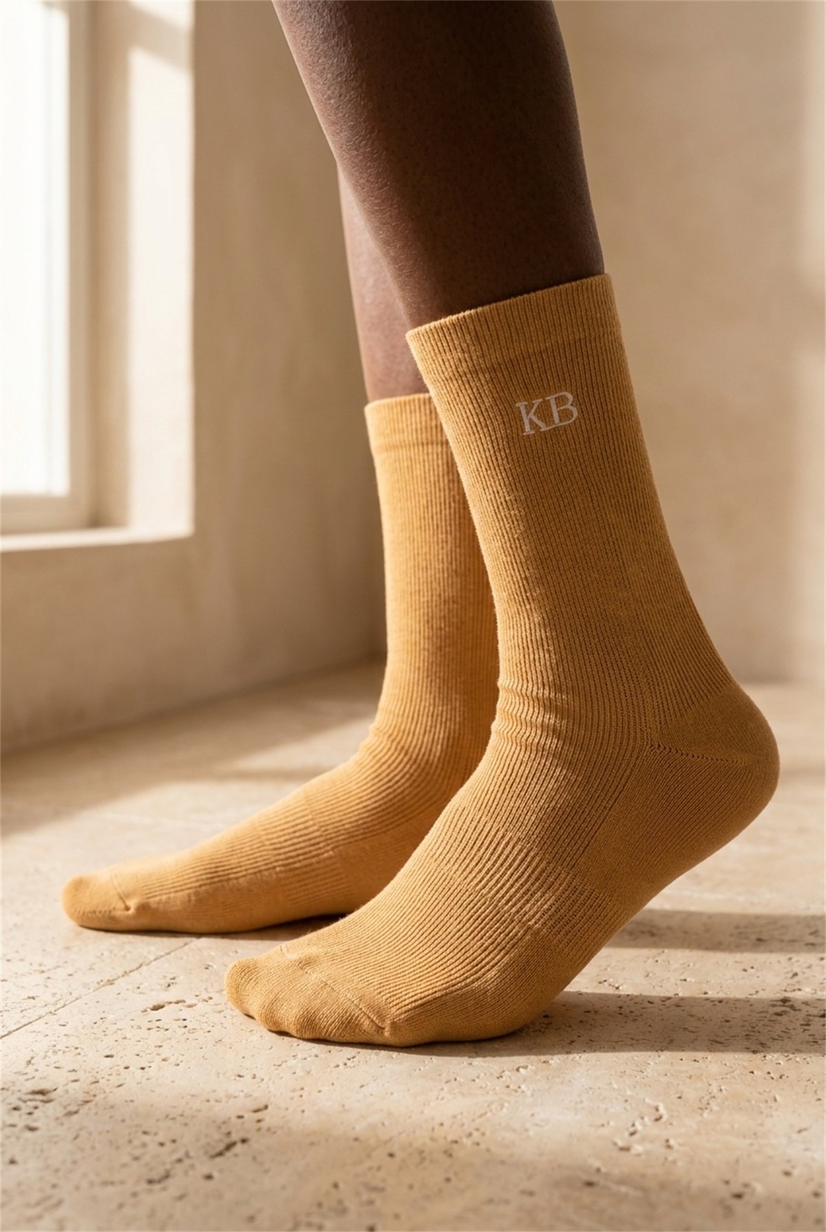K\U0026B Embroıdered Unısex Socks Socks Lıght Brown