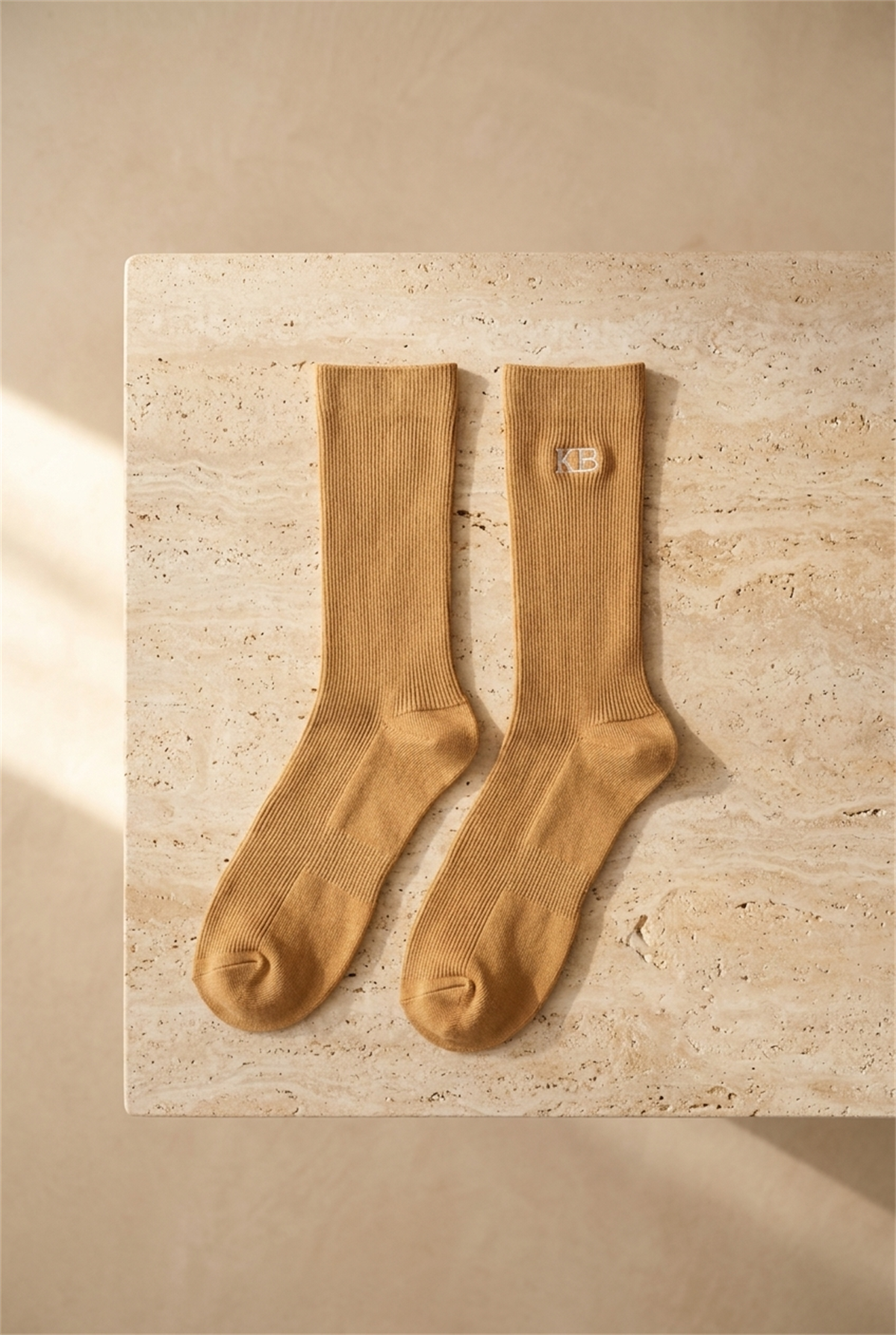 K\U0026B Embroıdered Unısex Socks Socks Lıght Brown