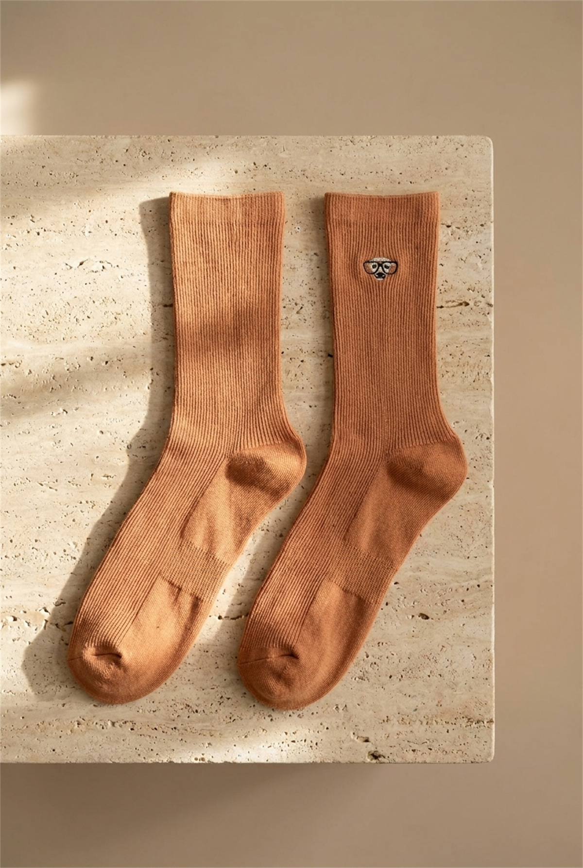 K\U0026B Embroıdered Unısex Socks Socks Beige