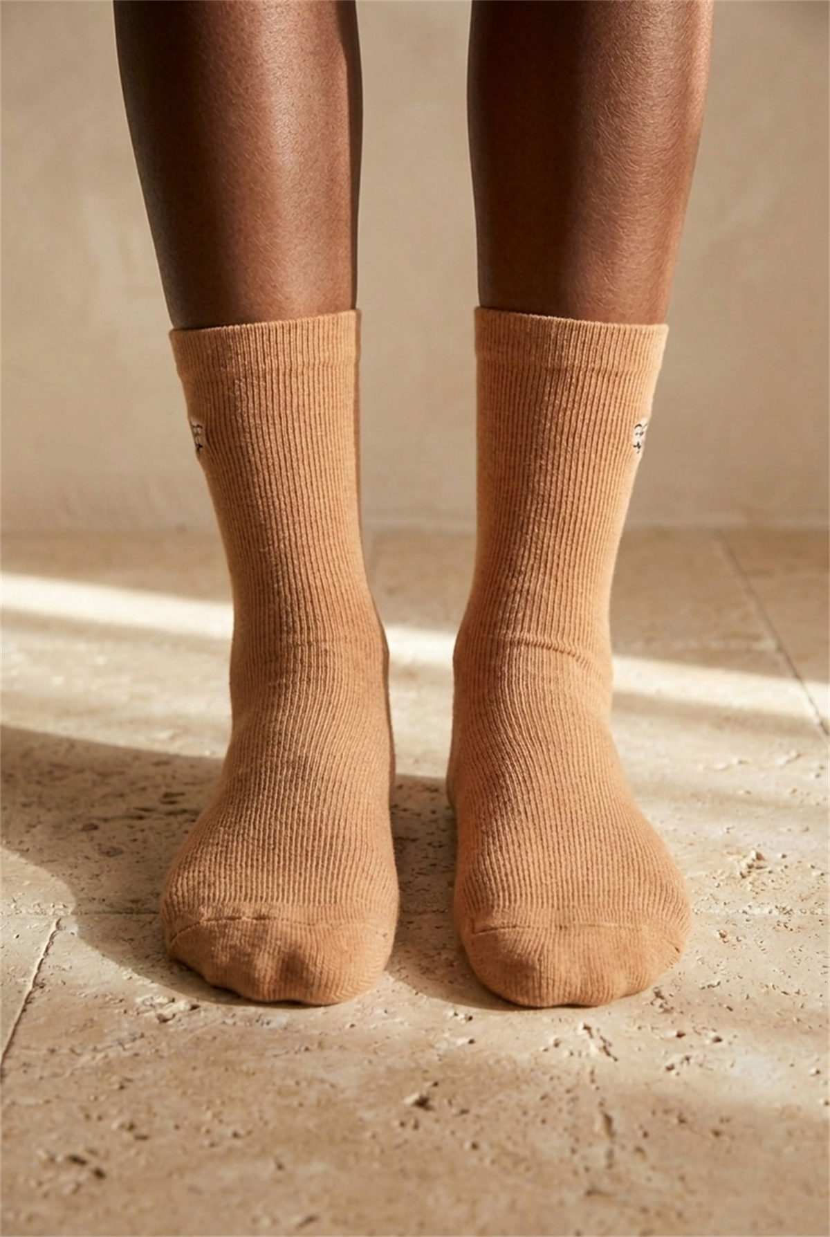 K\U0026B Embroıdered Unısex Socks Socks Beige