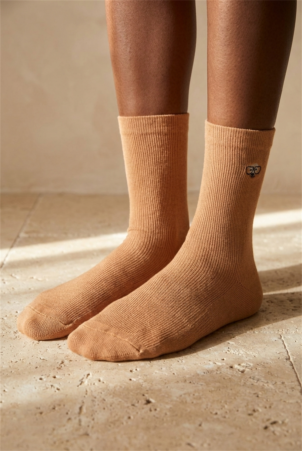 K\U0026B Embroıdered Unısex Socks Socks Beige