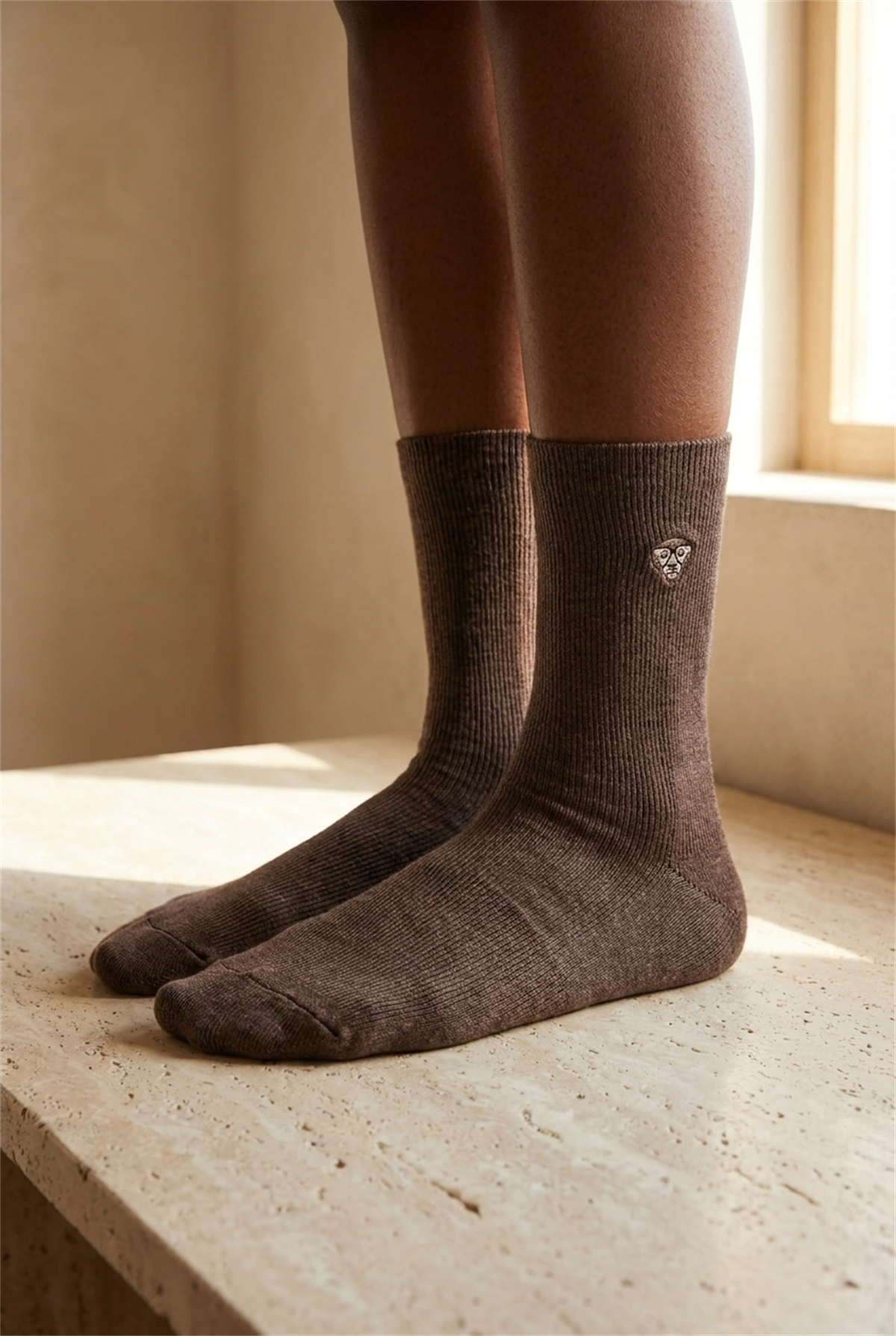 K\U0026B Embroıdered Unısex Socks Socks Brown Mel.