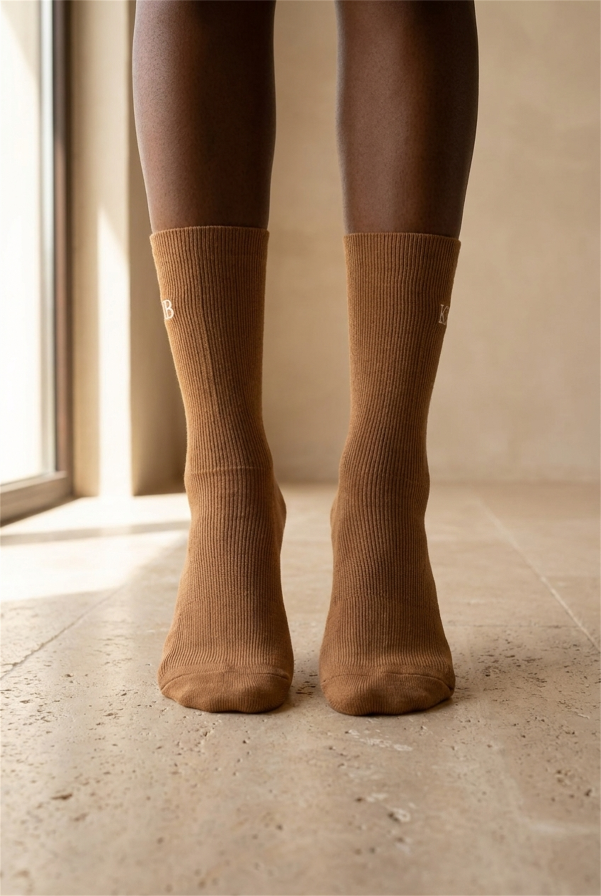 K\U0026B Embroıdered Unısex Socks Socks Dark Brown