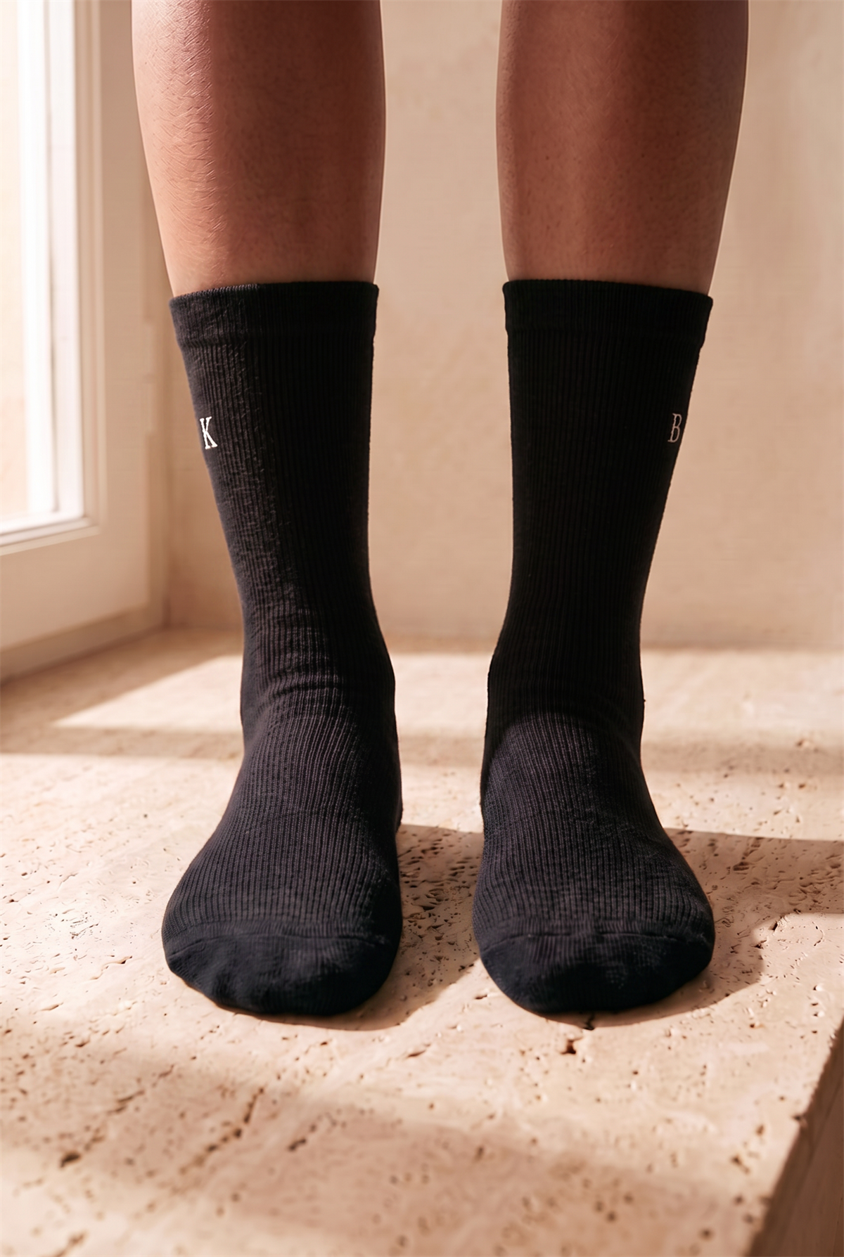 Unisex K&B Nakışlı Soket Çorap Siyah