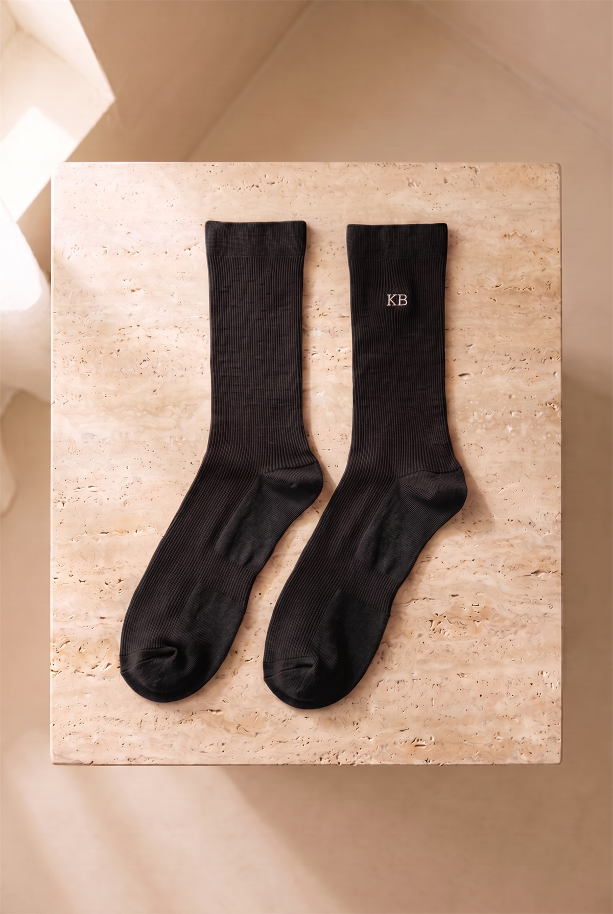 Unisex K&B Nakışlı Soket Çorap Siyah