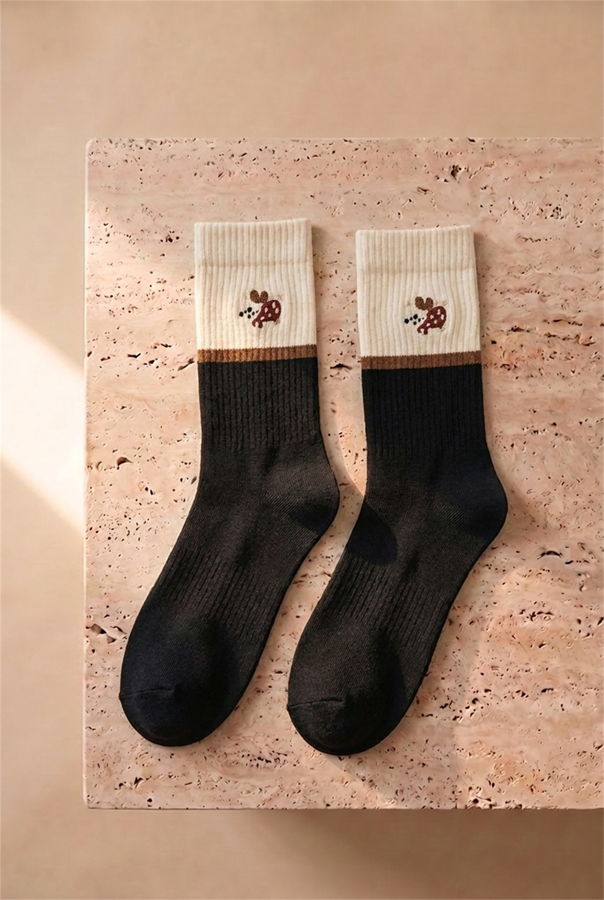 Unisex Köpek Nakışlı Soket Çorap Siyah