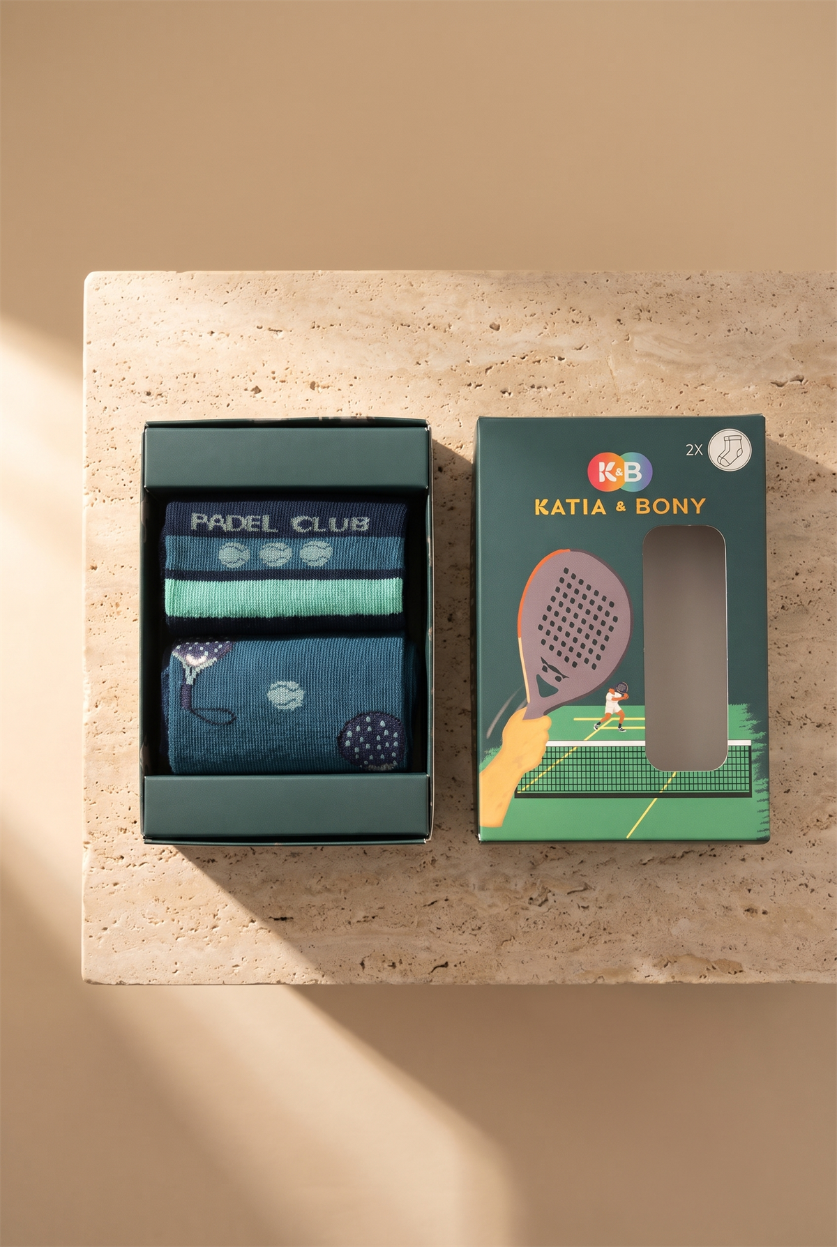 Unisex Kutulu 2li Pamuklu Padel Soket Çorap Yeşil