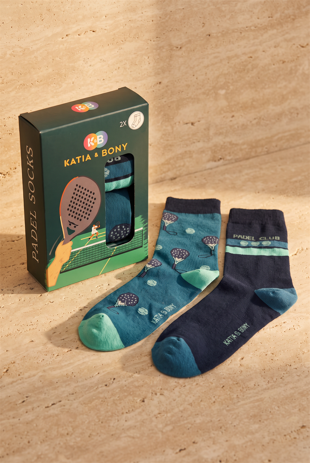 Unisex Kutulu 2li Pamuklu Padel Soket Çorap Yeşil