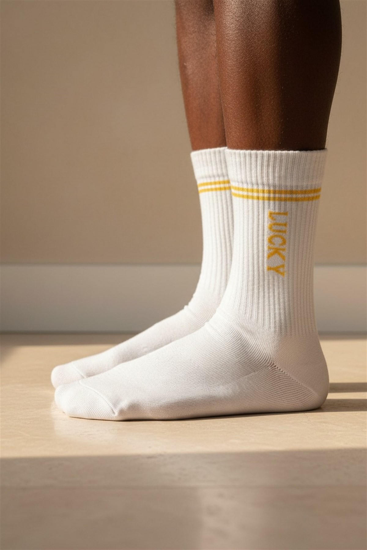 Unisex Lucky Yazılı Soket Çorap