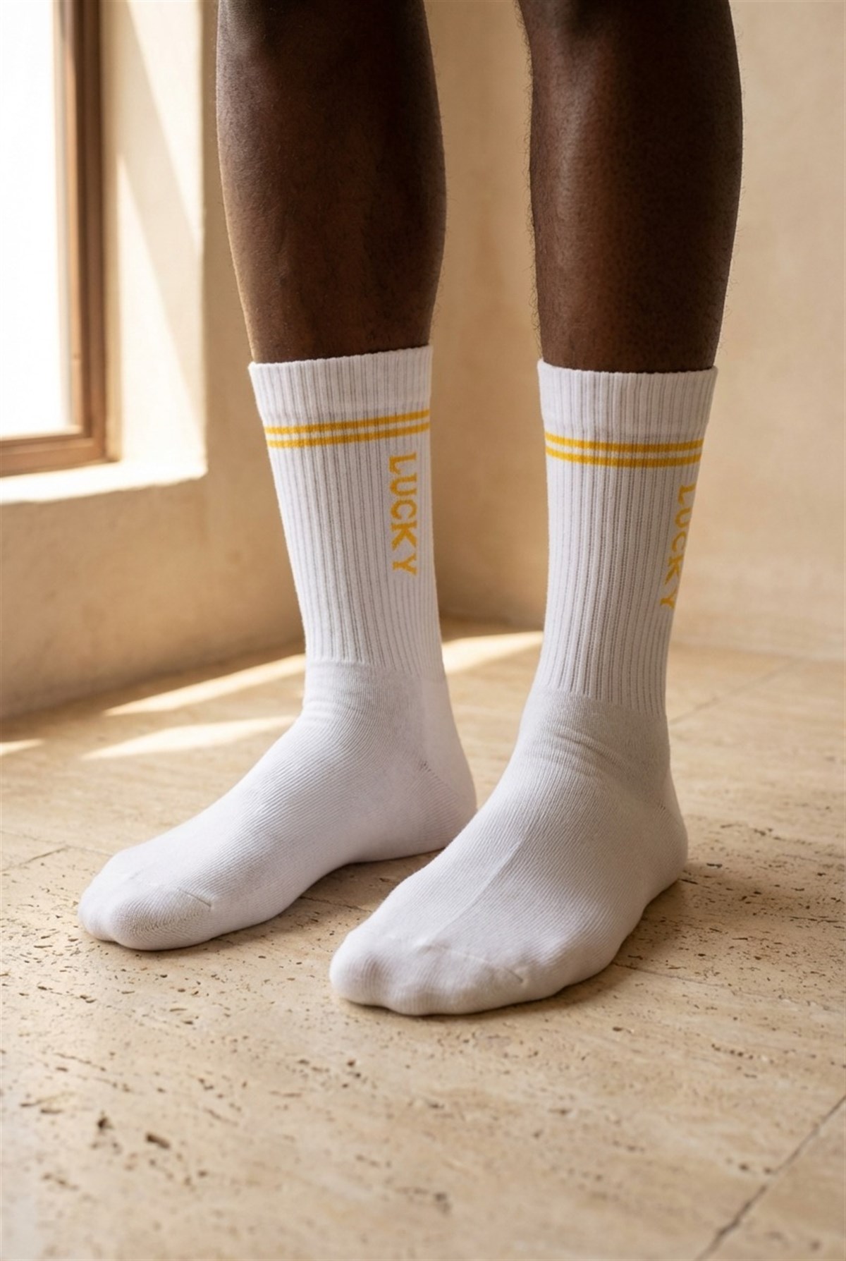 Unisex Lucky Yazılı Soket Çorap