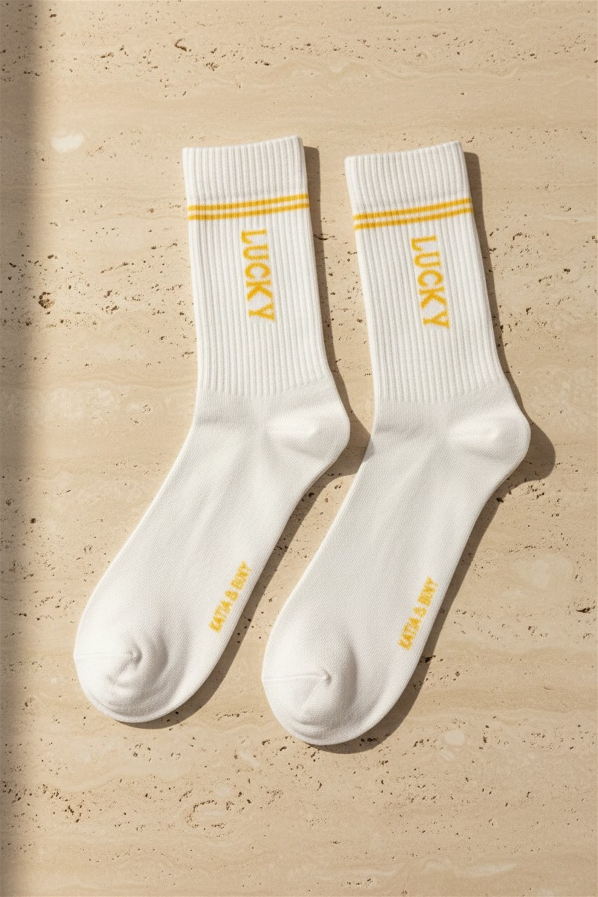 Unisex Lucky Yazılı Soket Çorap